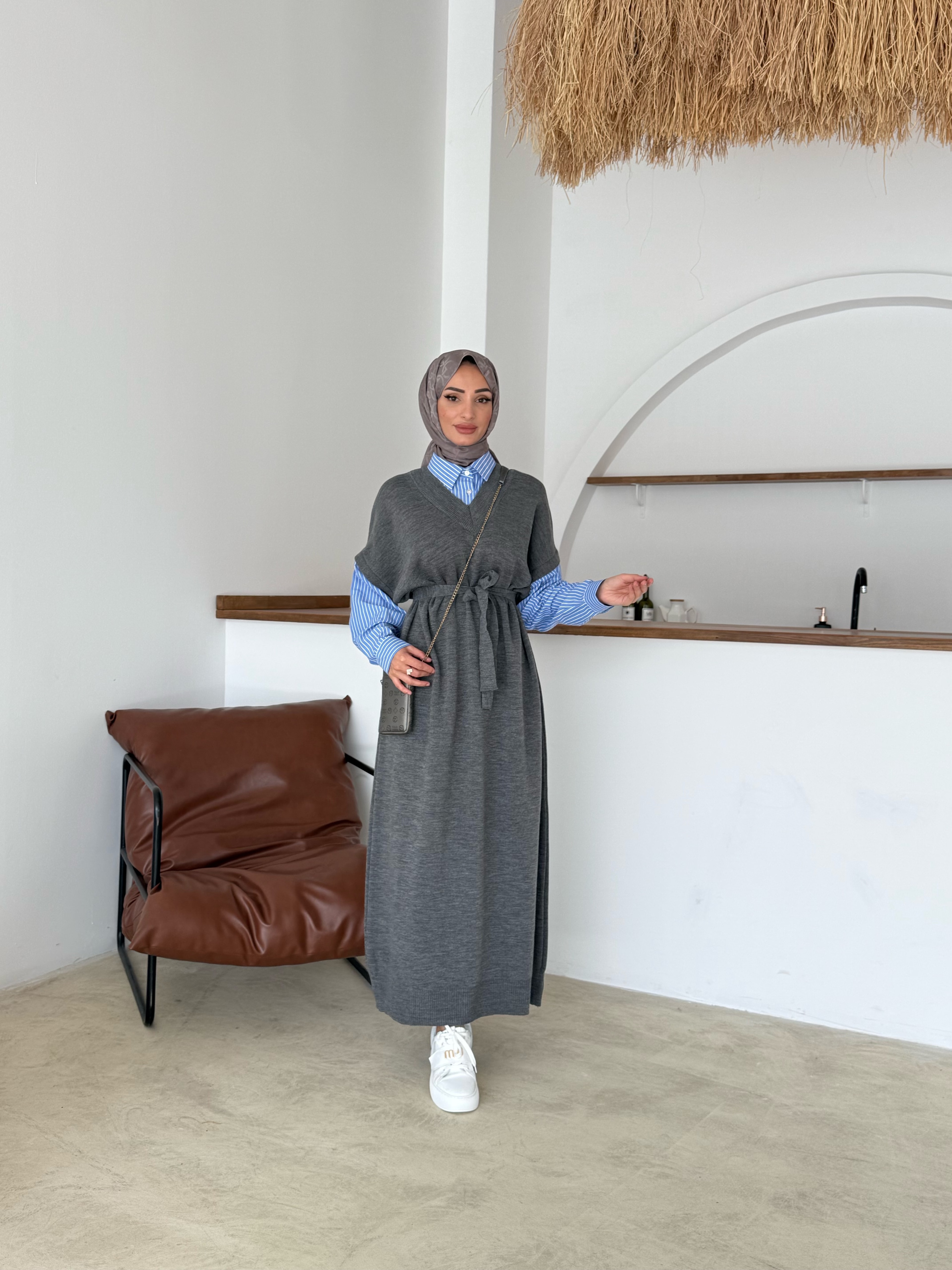 Sara Triko Elbise | Gri