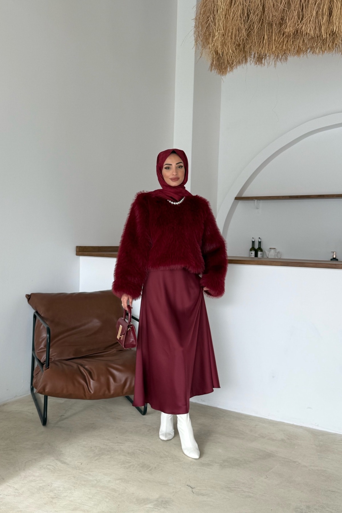Pamela Kürk Tunik | Bordo