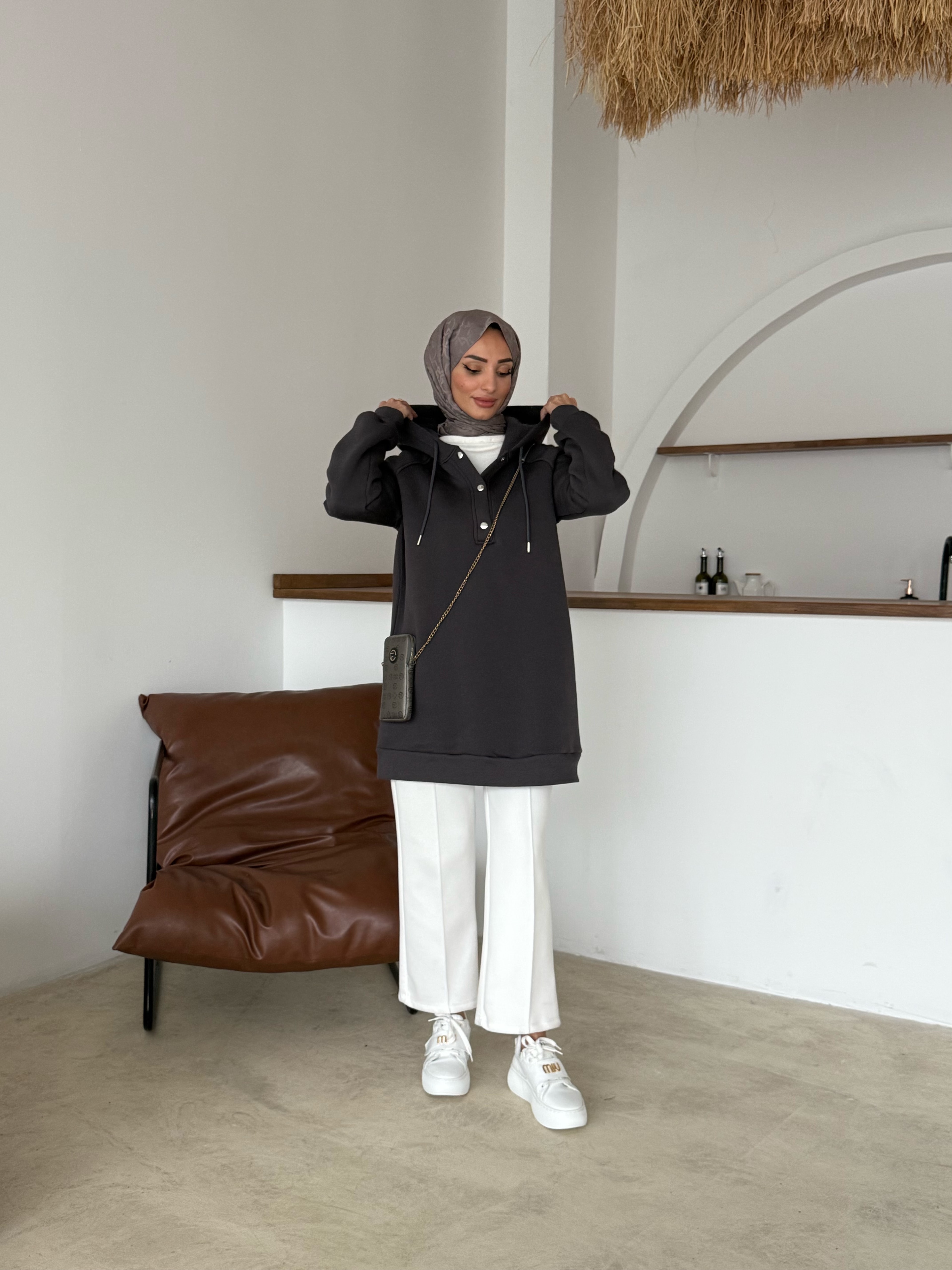 Amber Şardonlu Tunik | Gri