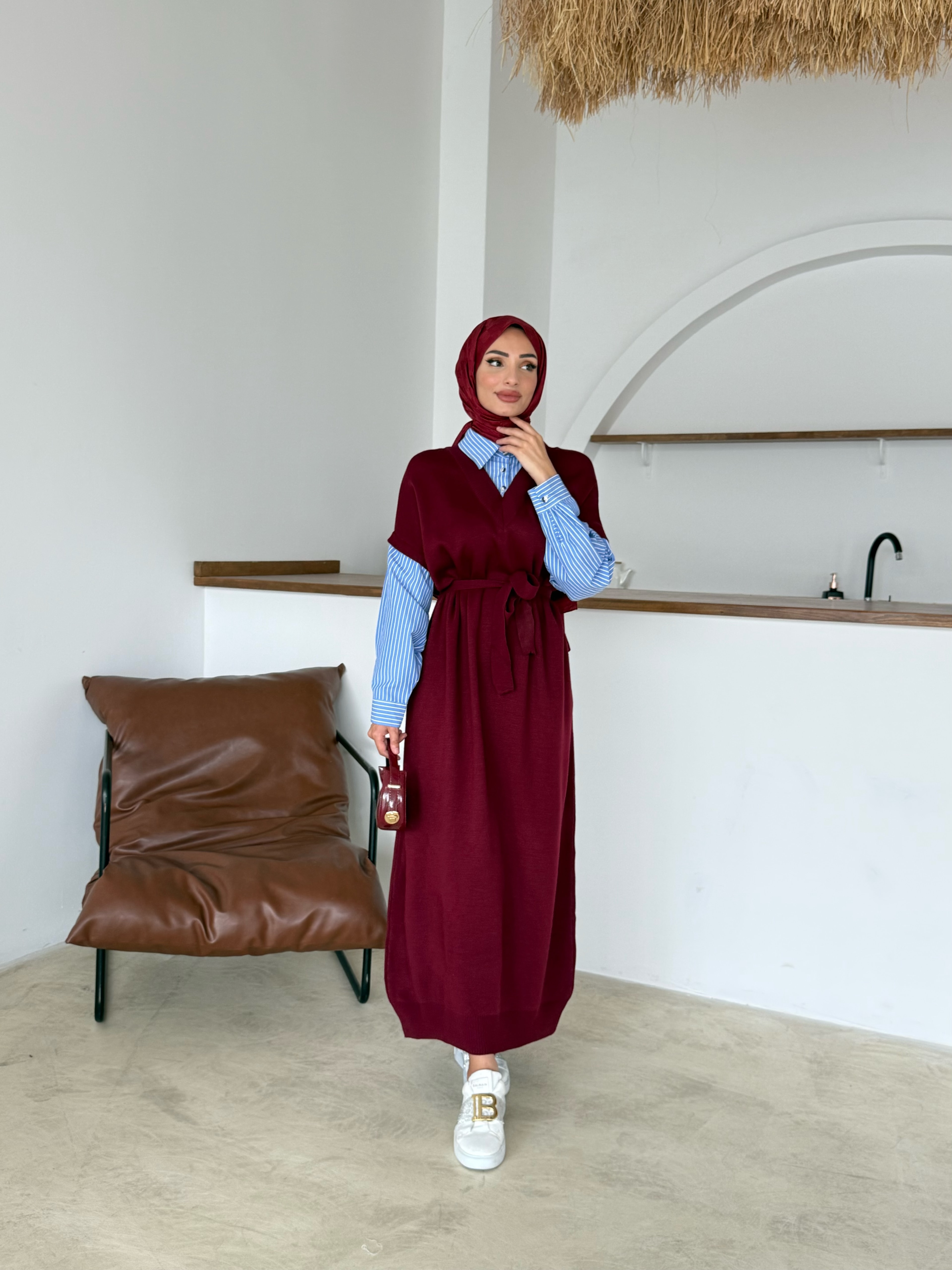 Sara Triko Elbise | Bordo