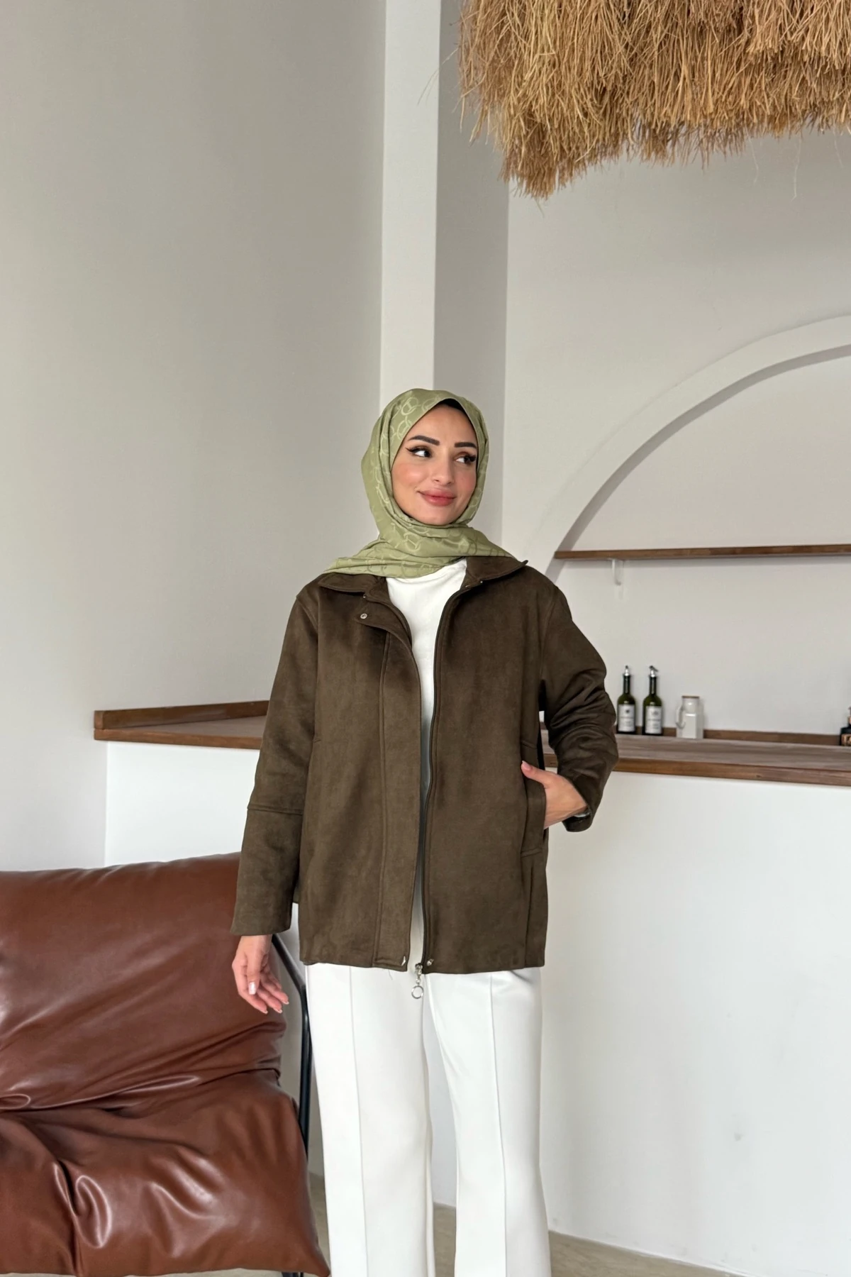 İlke Süet Ceket | Yeşil