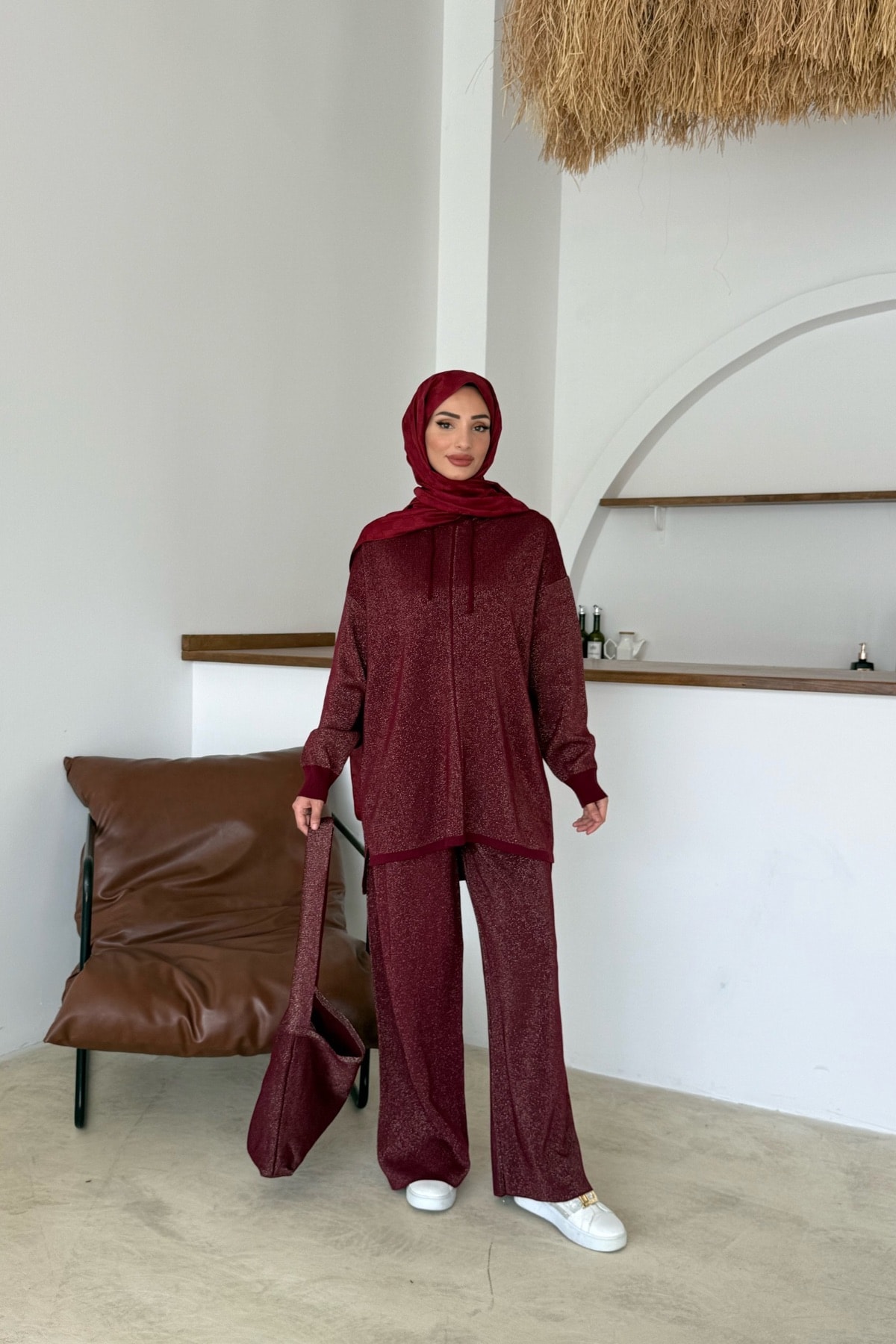 Eşay Simli Triko Takım | Bordo