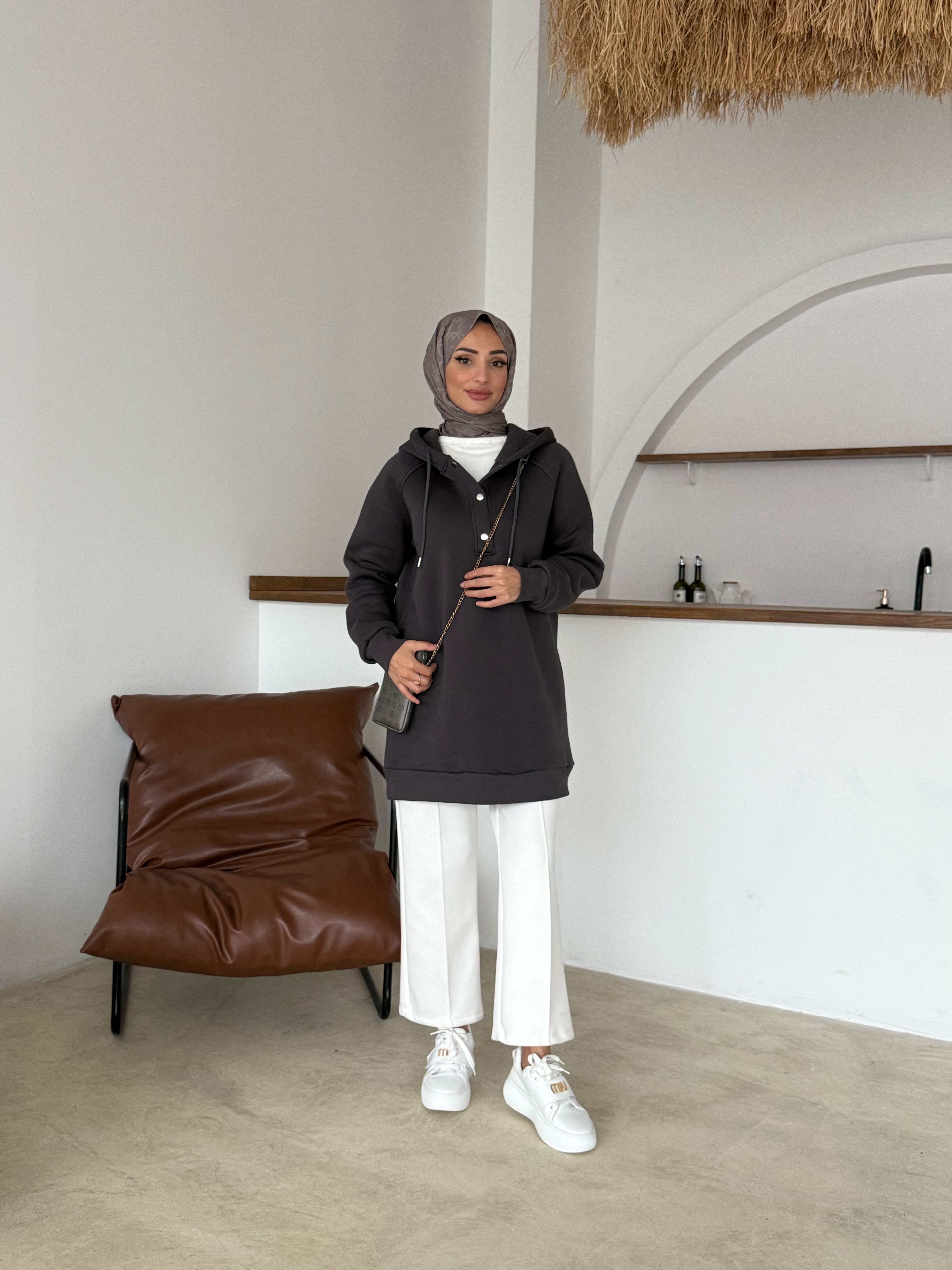 Amber Şardonlu Tunik | Gri