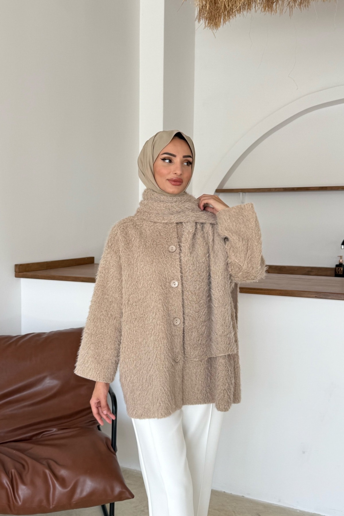 Foks Peluş Ceket | Camel