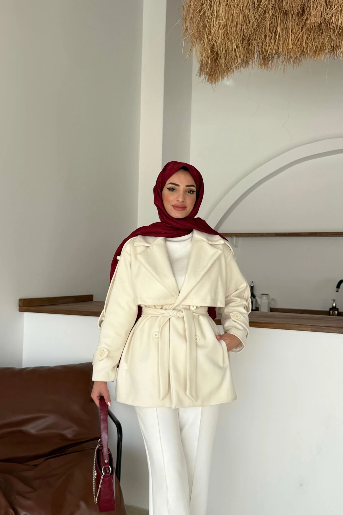 Aktan Kaşe Ceket | Krem