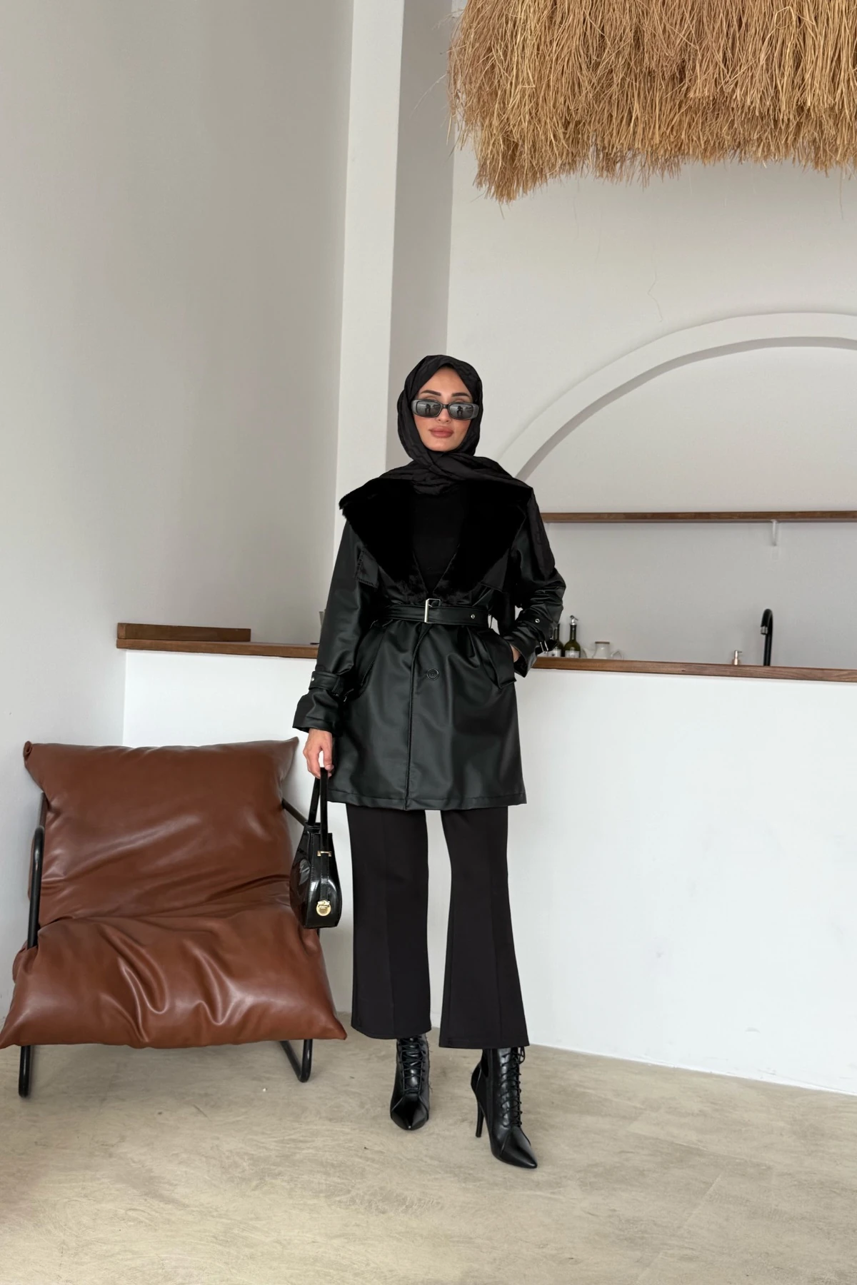 İmer Kürklü Deri Trenç 