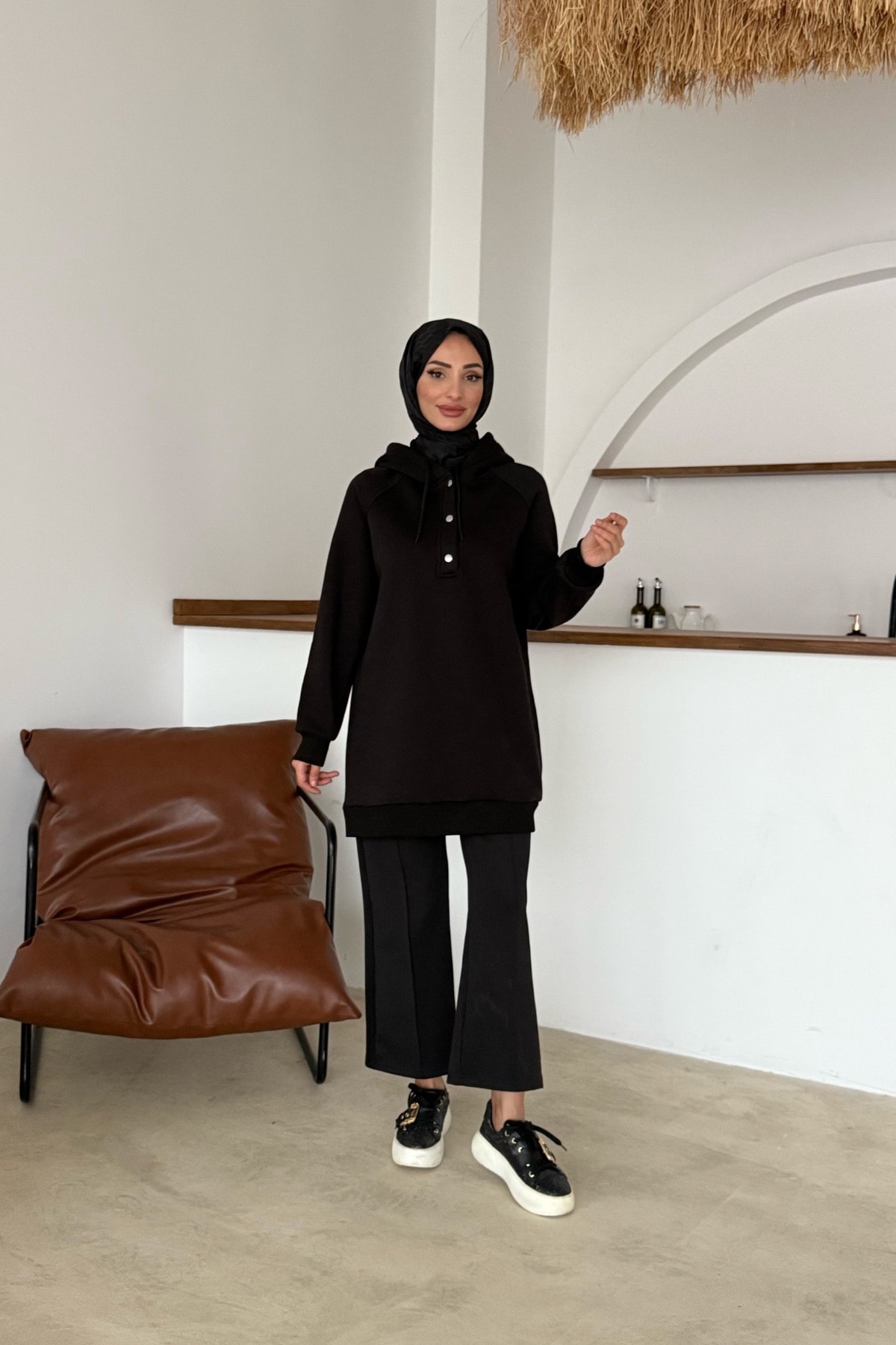 Amber Şardonlu Tunik | Siyah