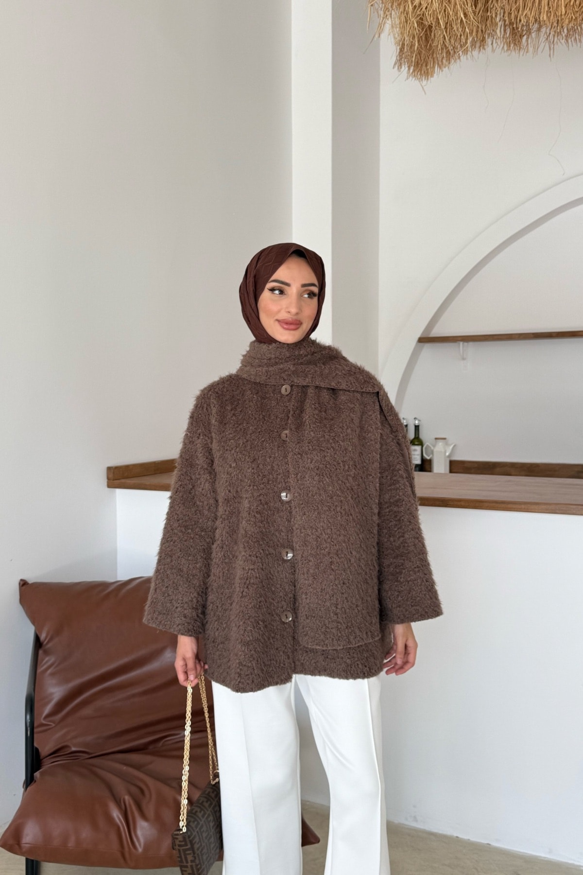 Foks Peluş Ceket | Kahve