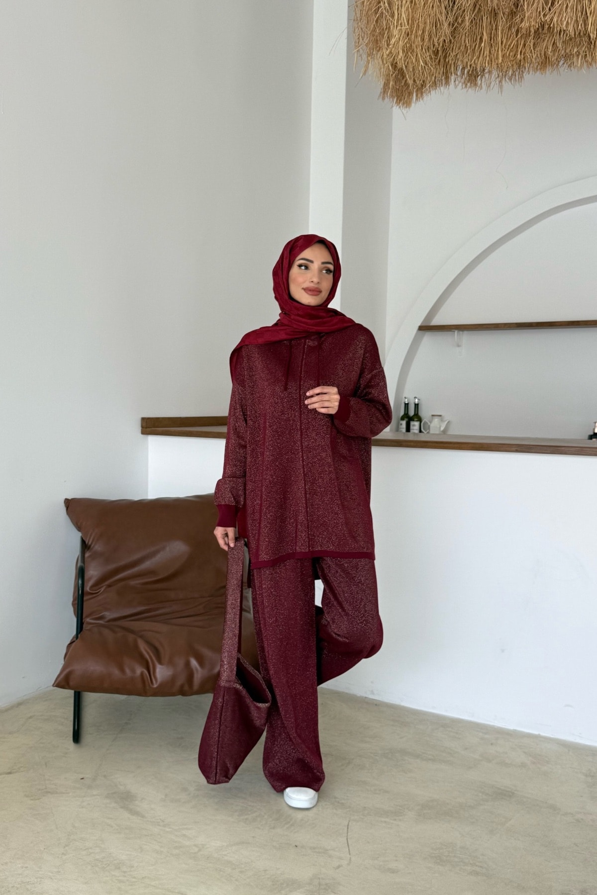 Eşay Simli Triko Takım | Bordo