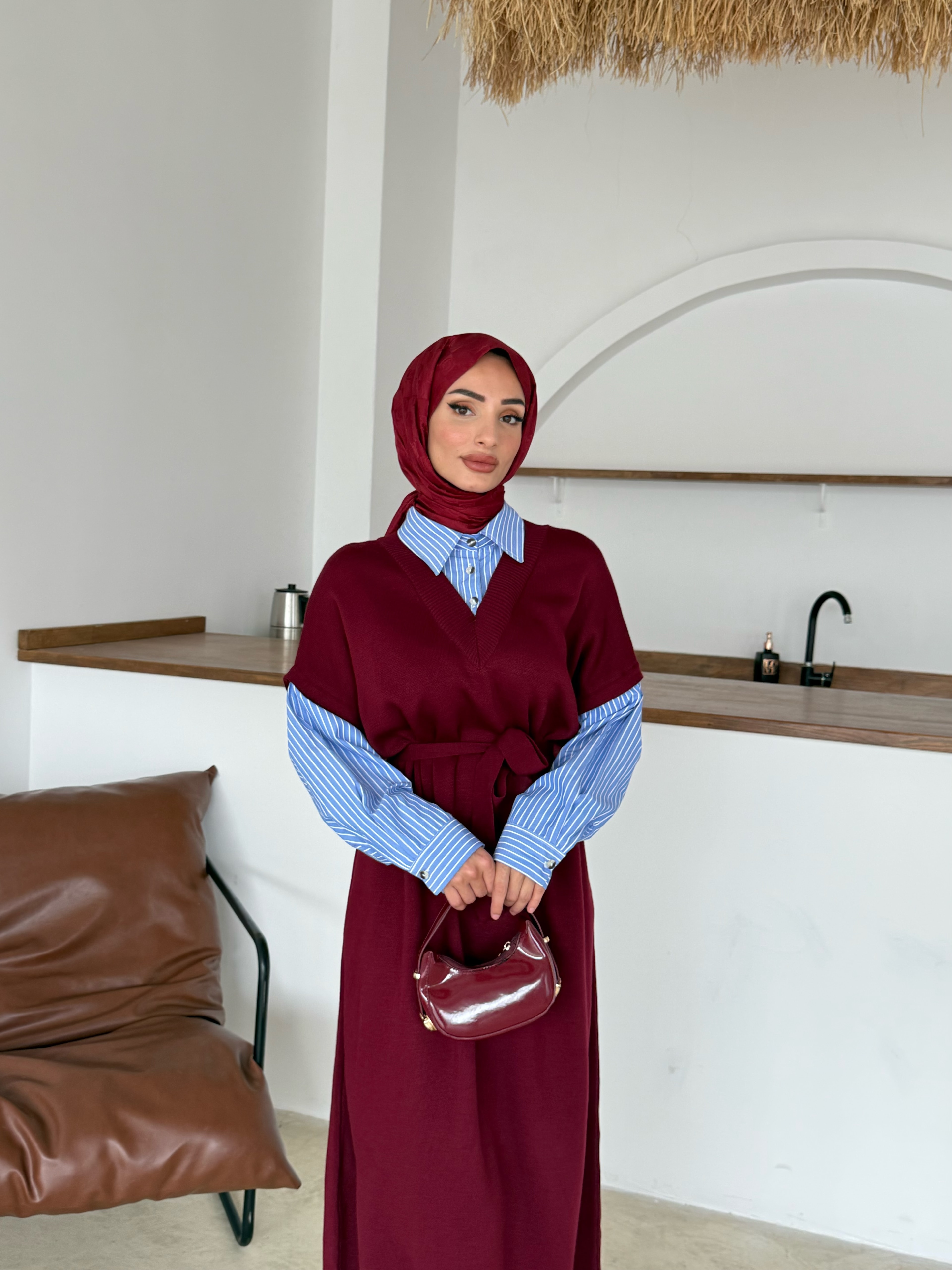 Sara Triko Elbise | Bordo