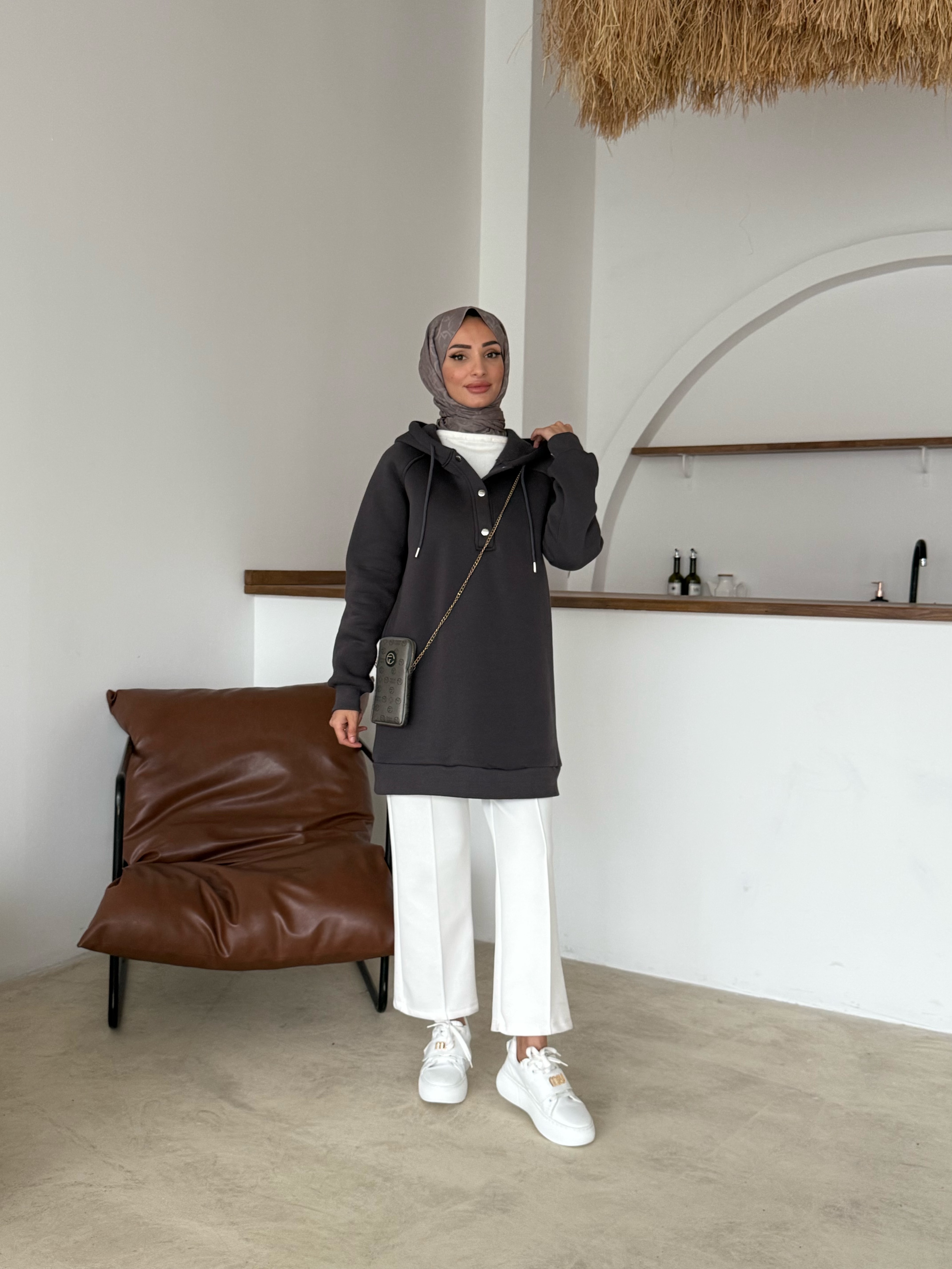 Amber Şardonlu Tunik | Gri