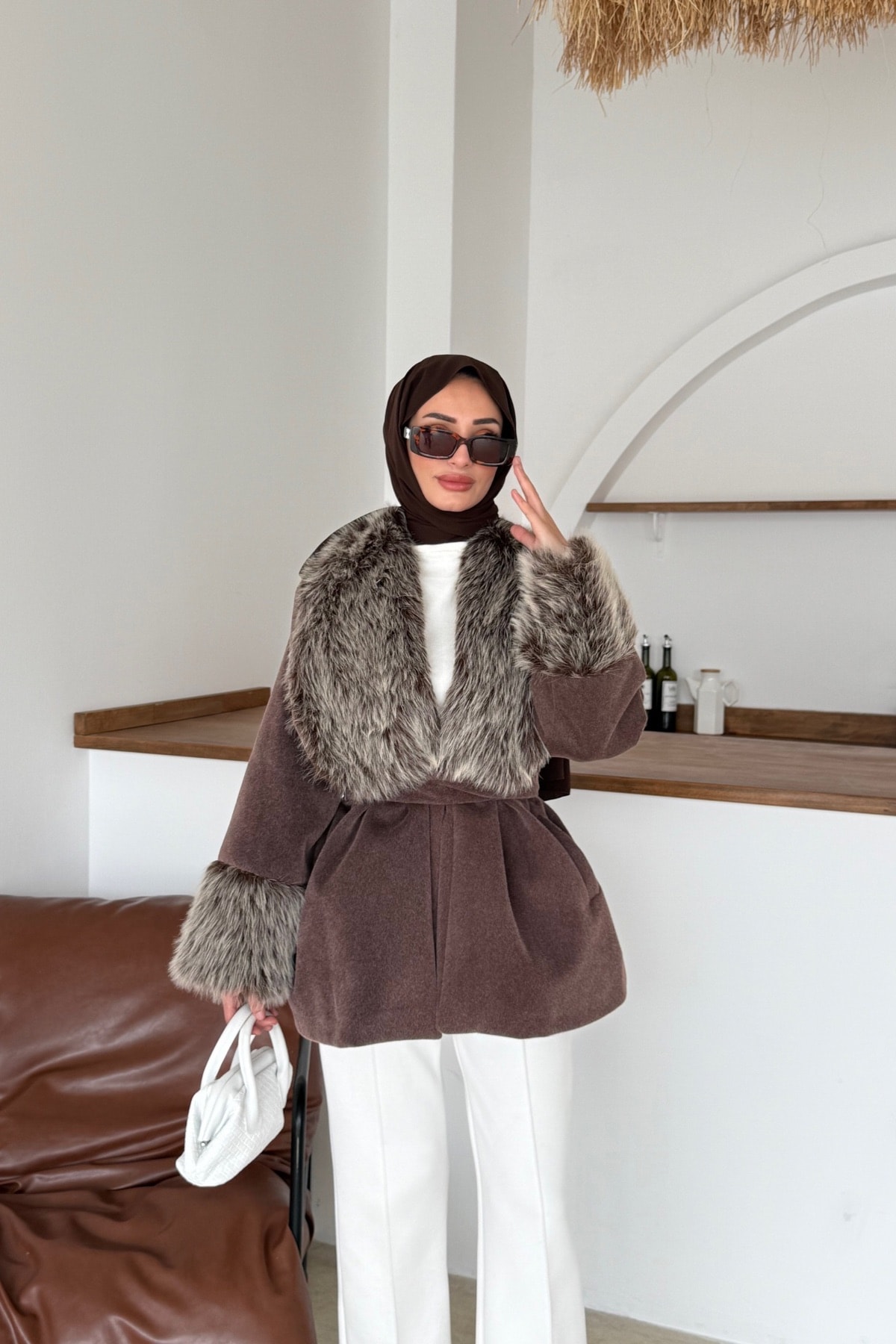 Minose Kürk Ceket | Kahve 