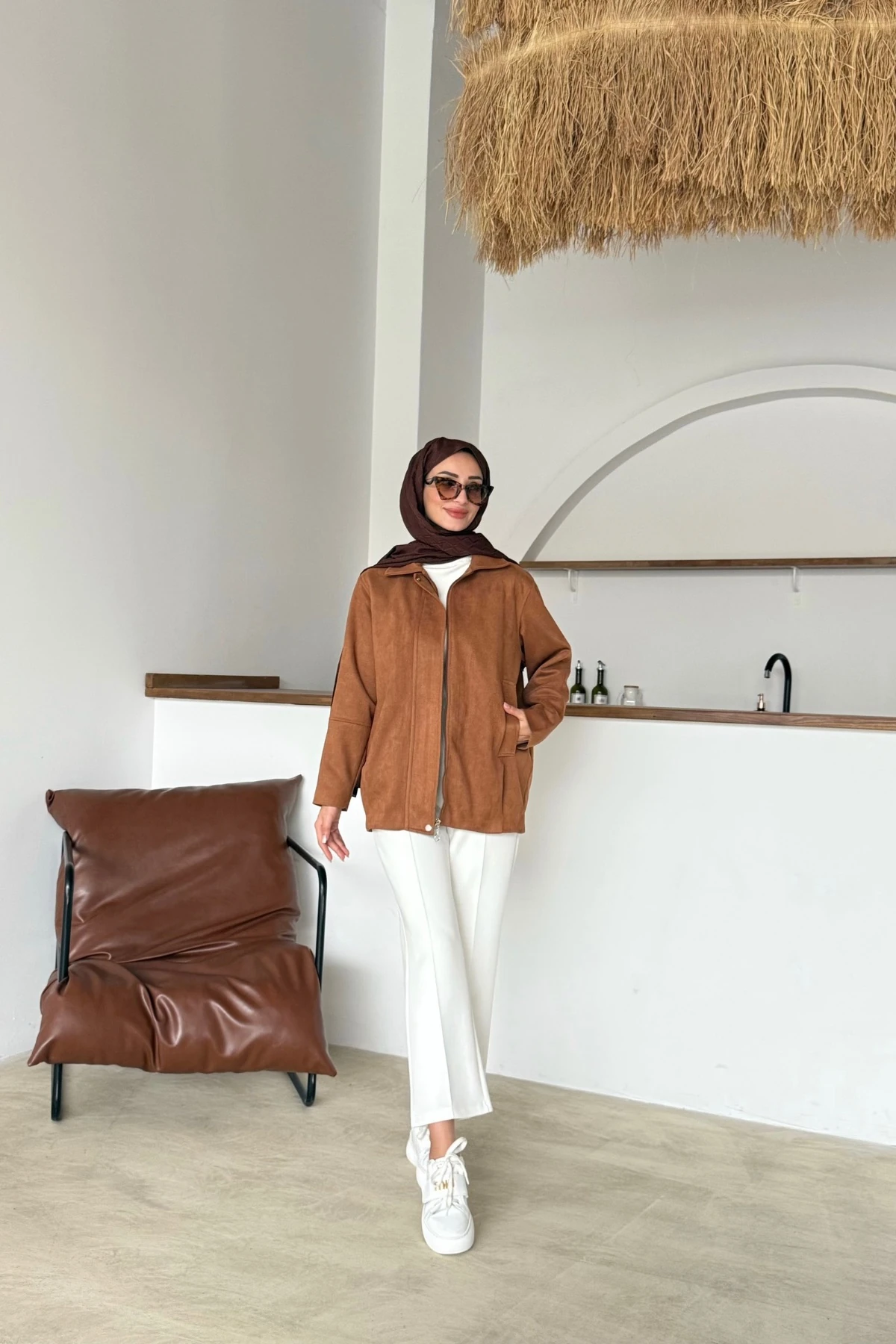 İlke Süet Ceket | Taba