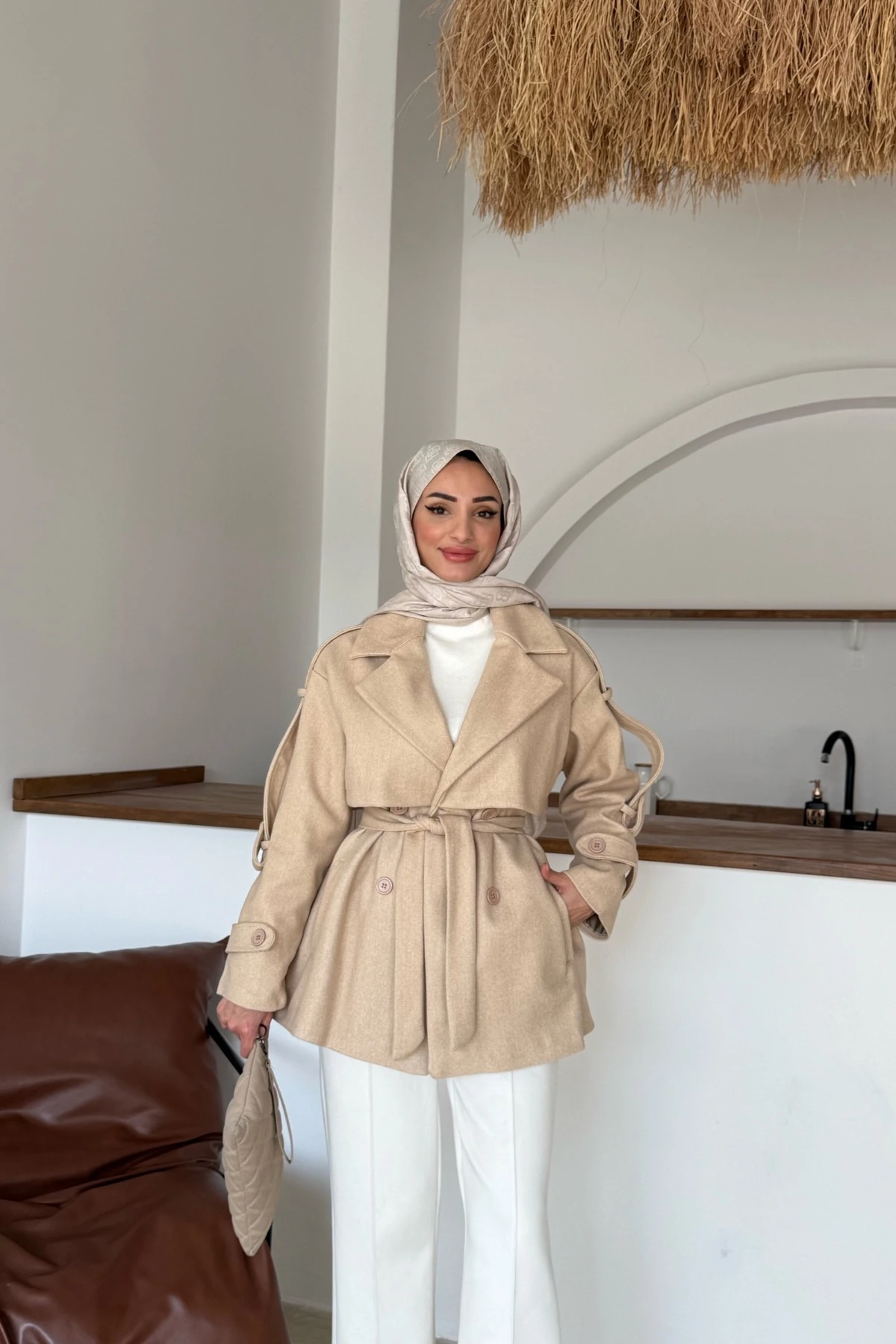 Aktan Kaşe Ceket | Bej