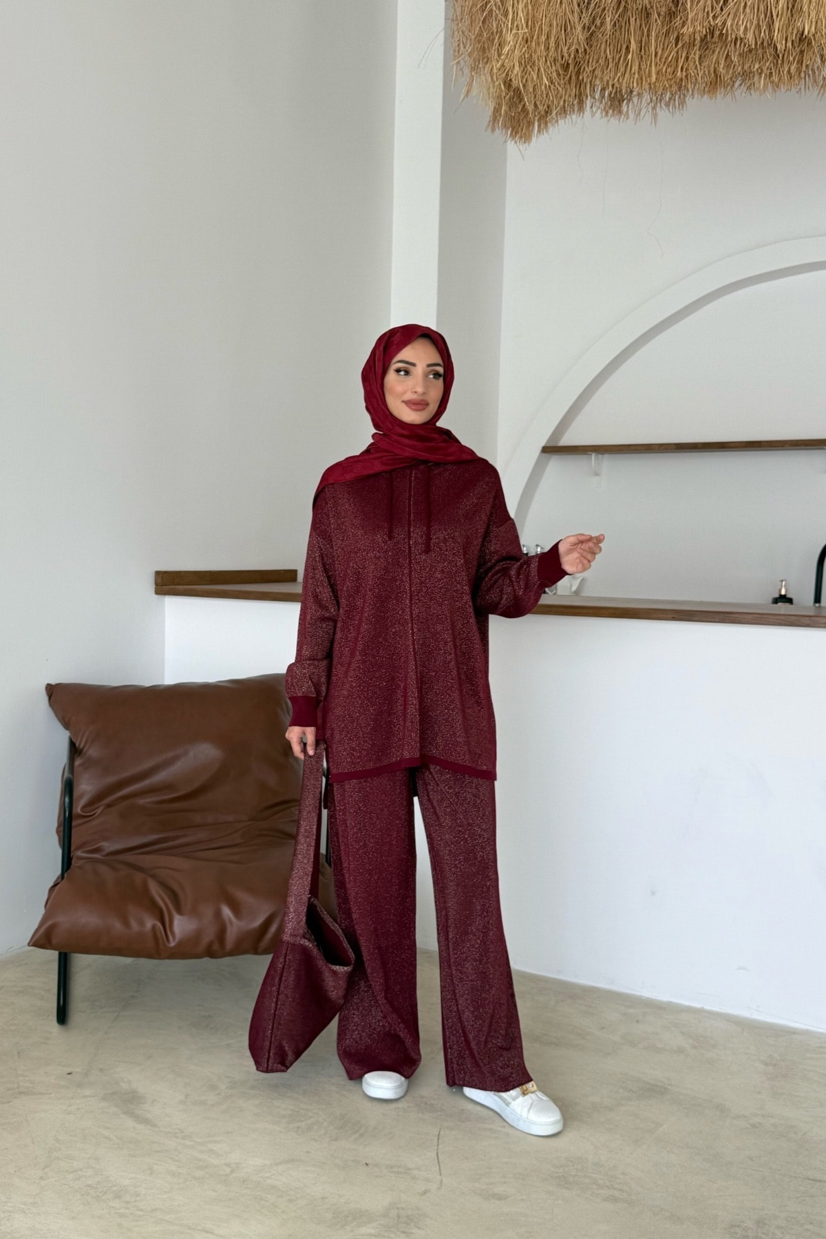 Eşay Simli Triko Takım | Bordo