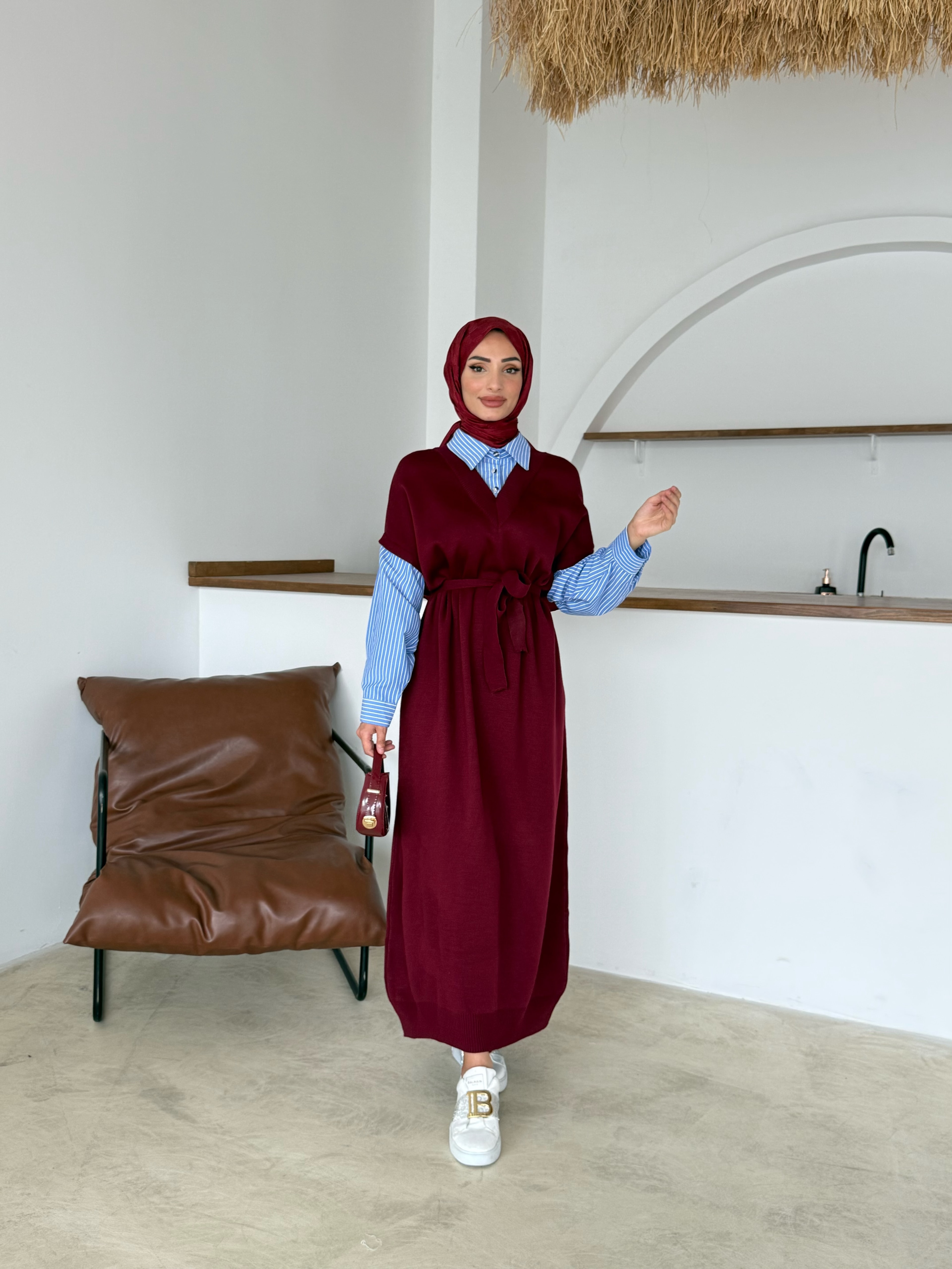 Sara Triko Elbise | Bordo