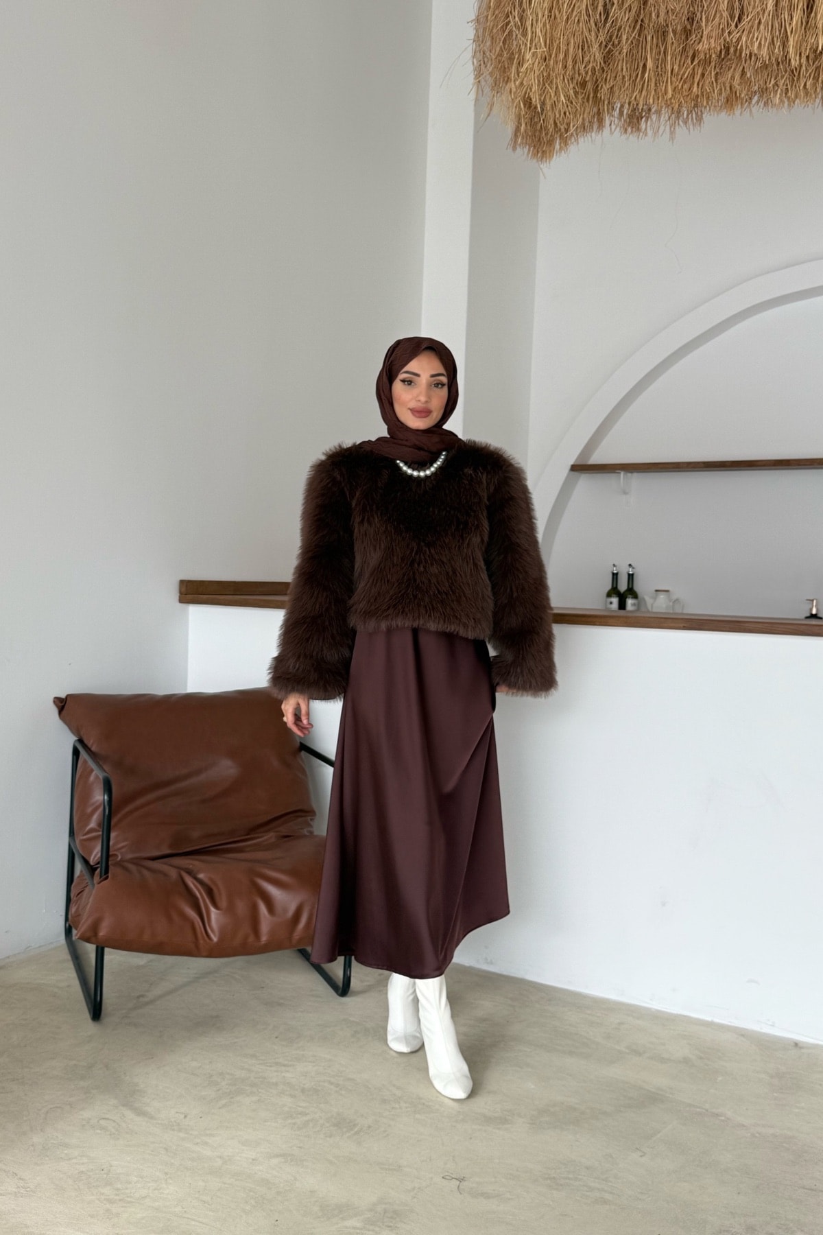 Pamela Kürk Tunik | Kahve