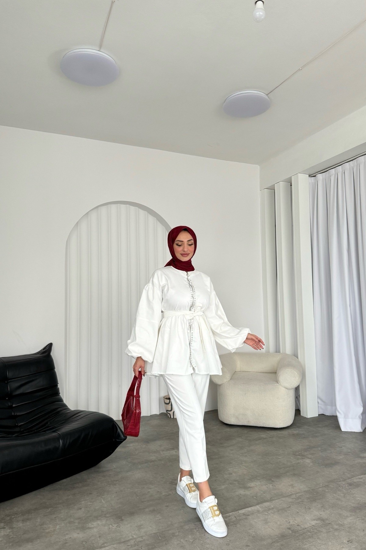 Melda Taşlı Fermuarlı Tunik