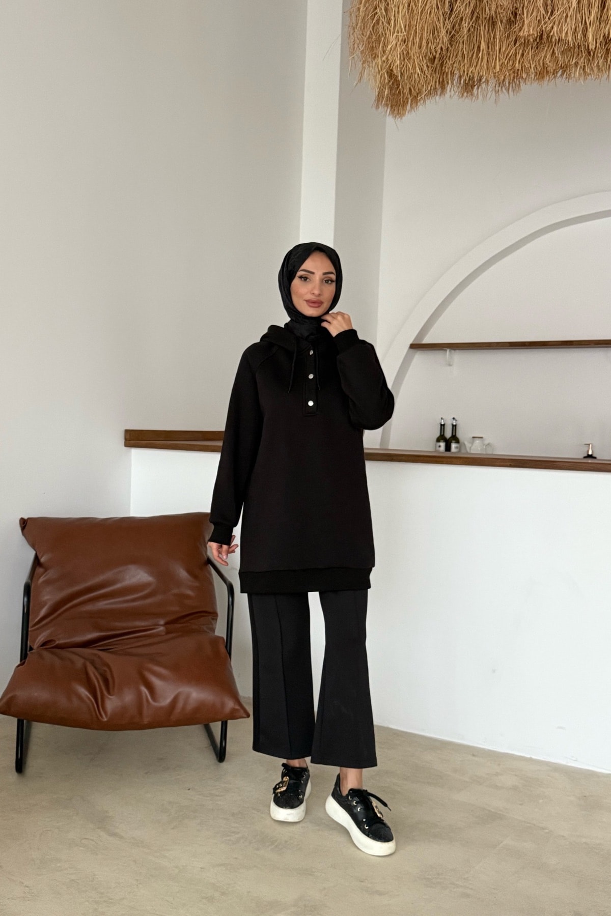 Amber Şardonlu Tunik | Siyah