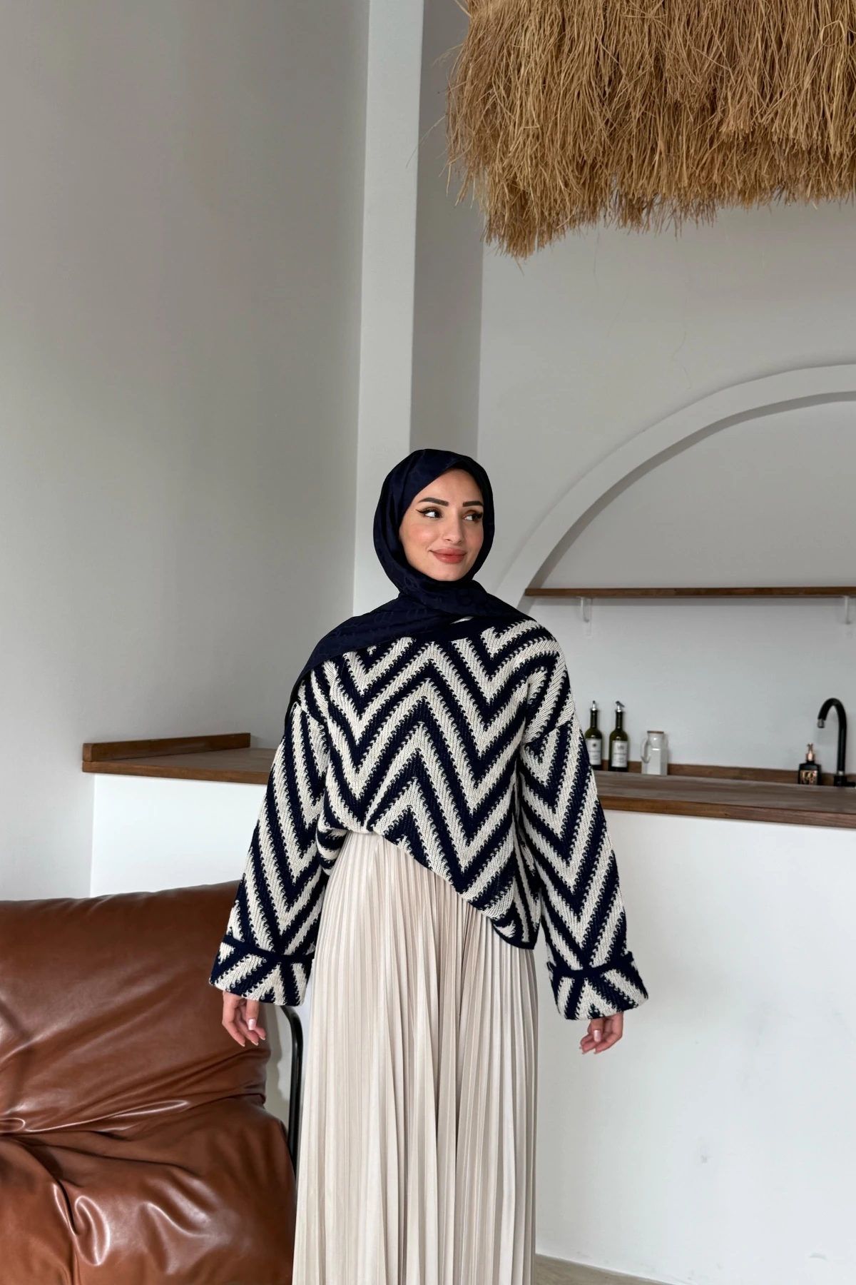 Duru Zikzak Desenli Kazak | Laci