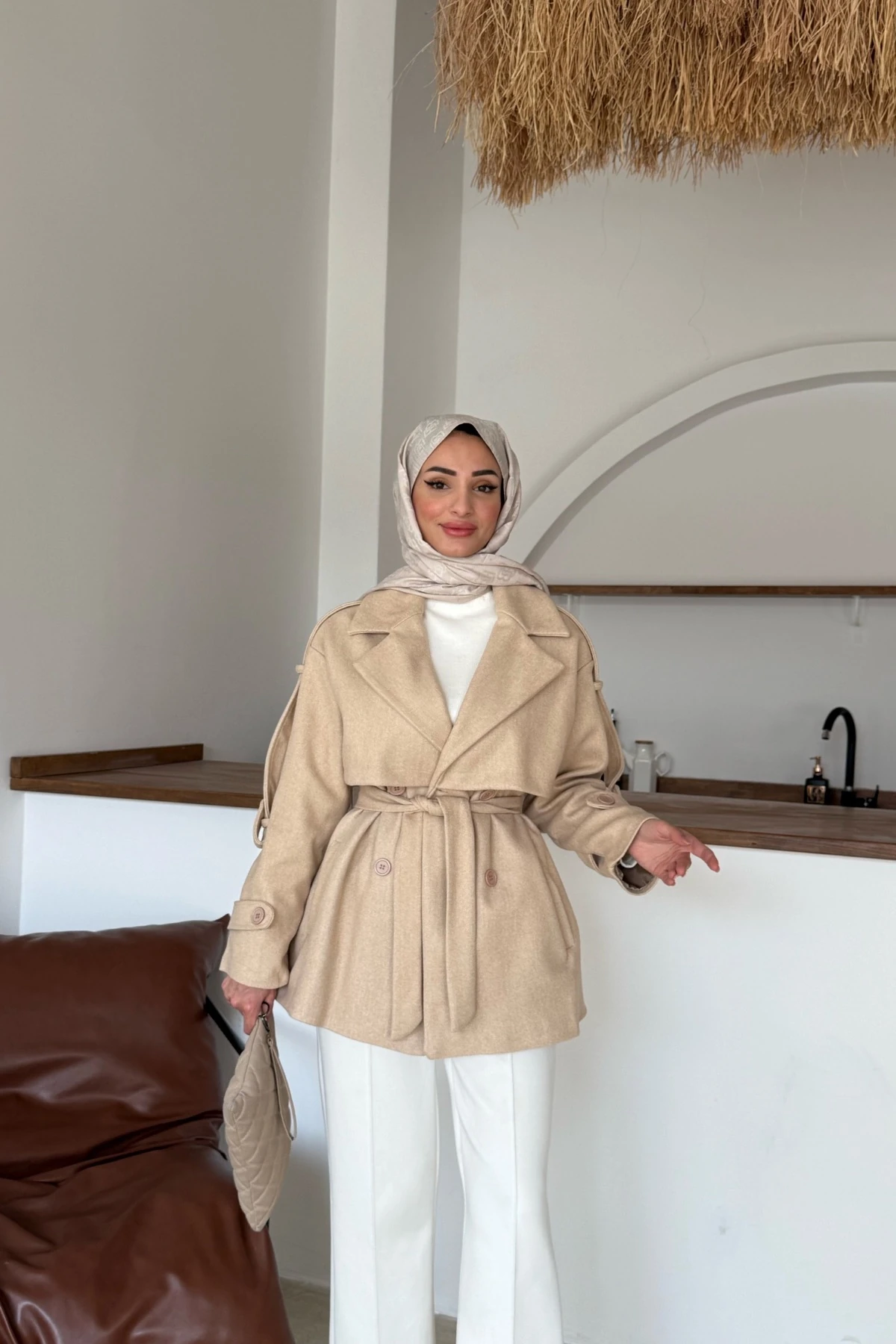 Aktan Kaşe Ceket | Bej