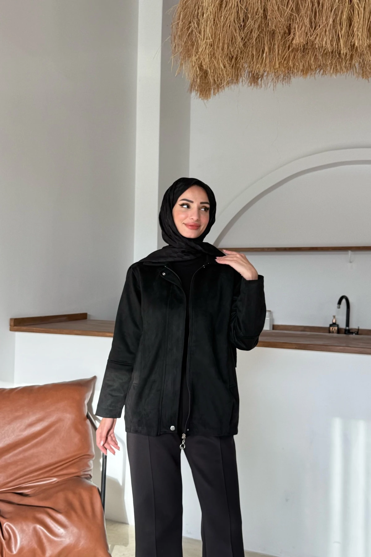 İlke Süet Ceket | Siyah