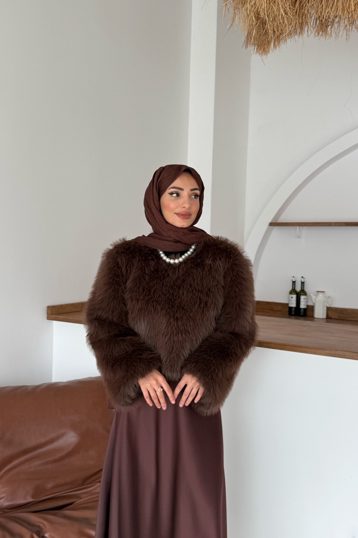 Pamela Kürk Tunik | Kahve