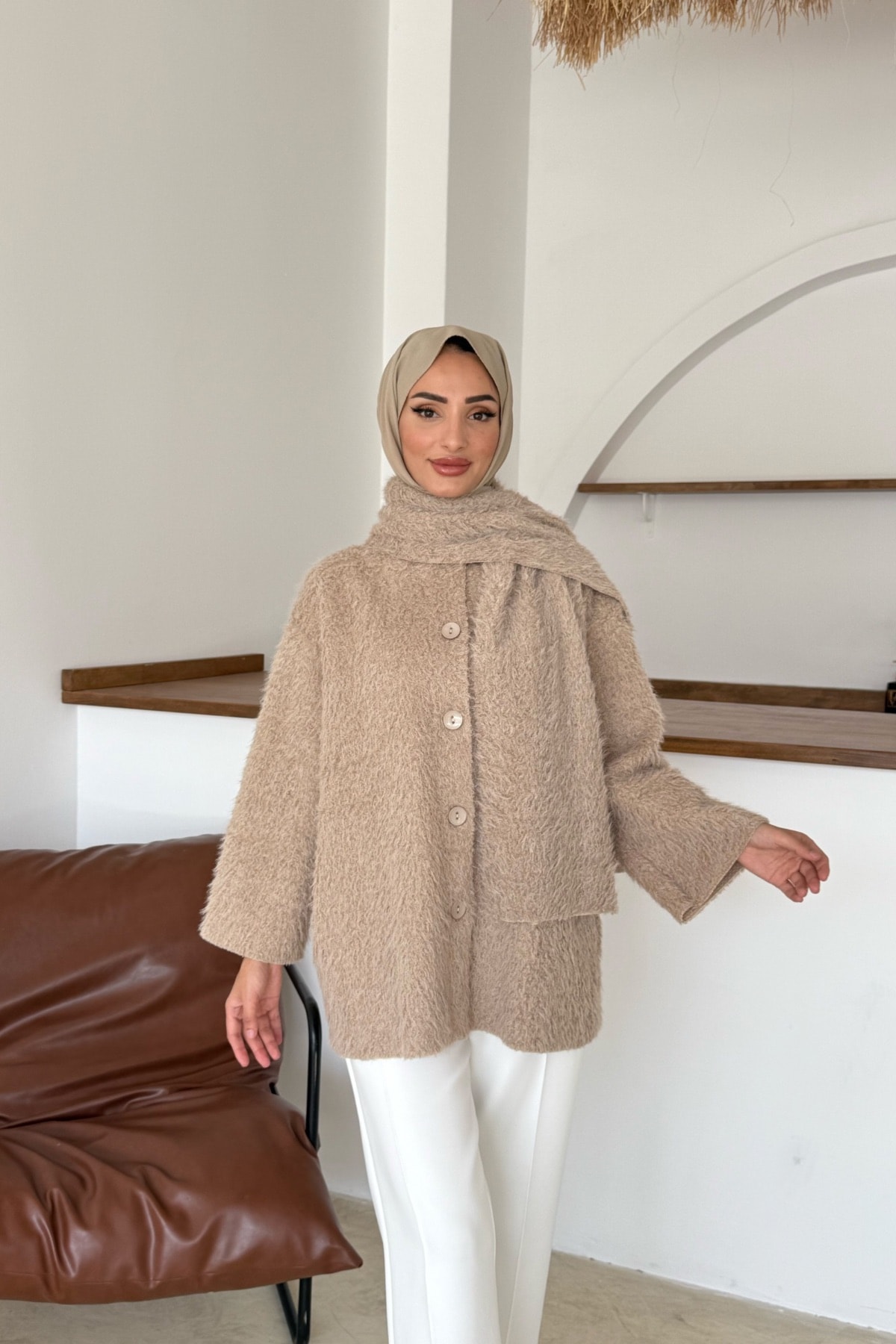 Foks Peluş Ceket | Camel
