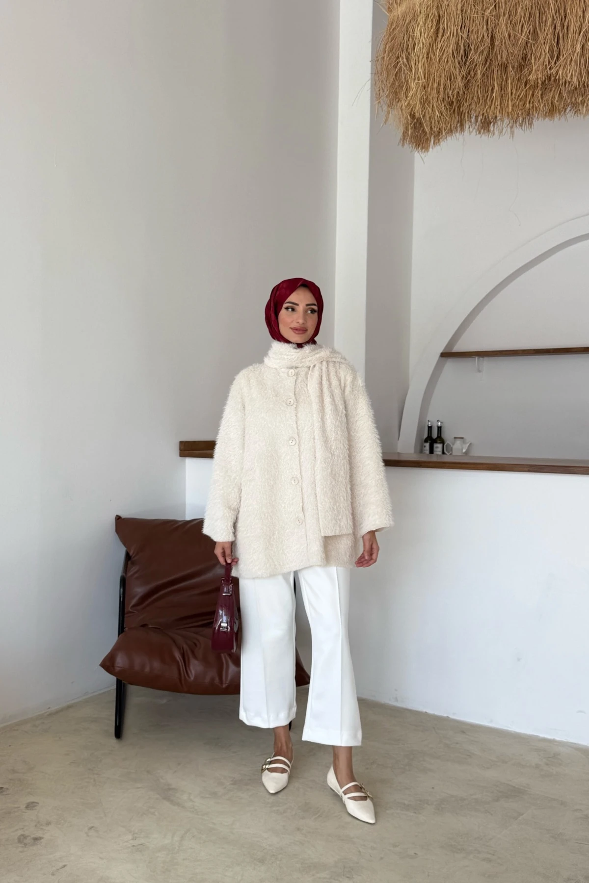 Foks Peluş Ceket | Krem