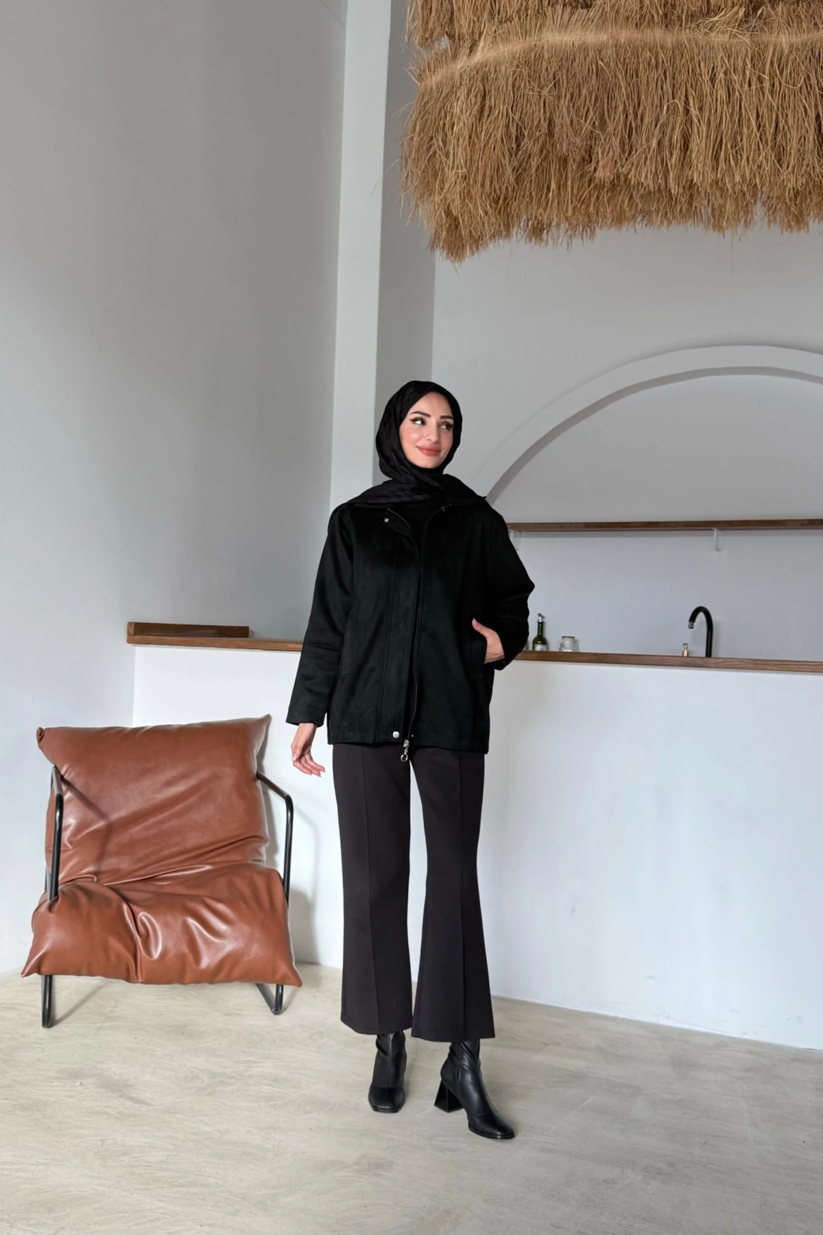 İlke Süet Ceket | Siyah