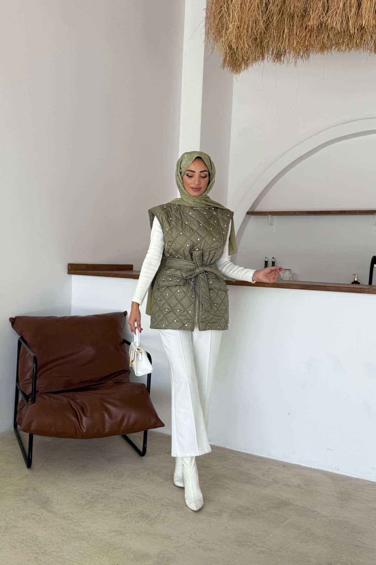 Asude Taşlı Yelek | Yeşil