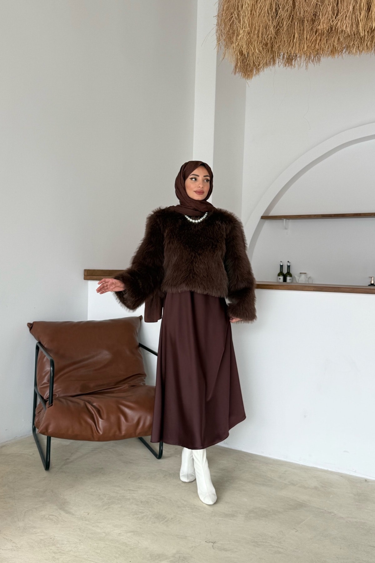 Pamela Kürk Tunik | Kahve