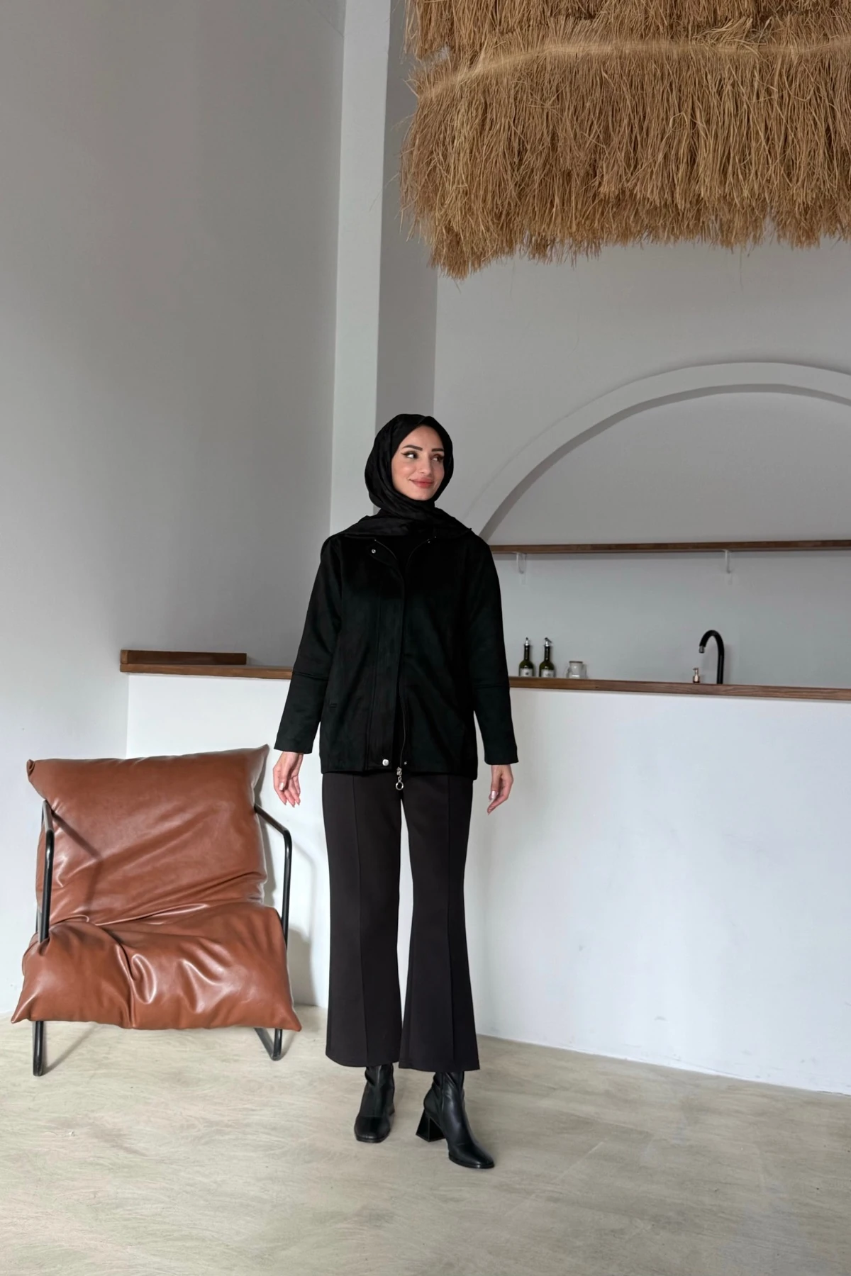 İlke Süet Ceket | Siyah