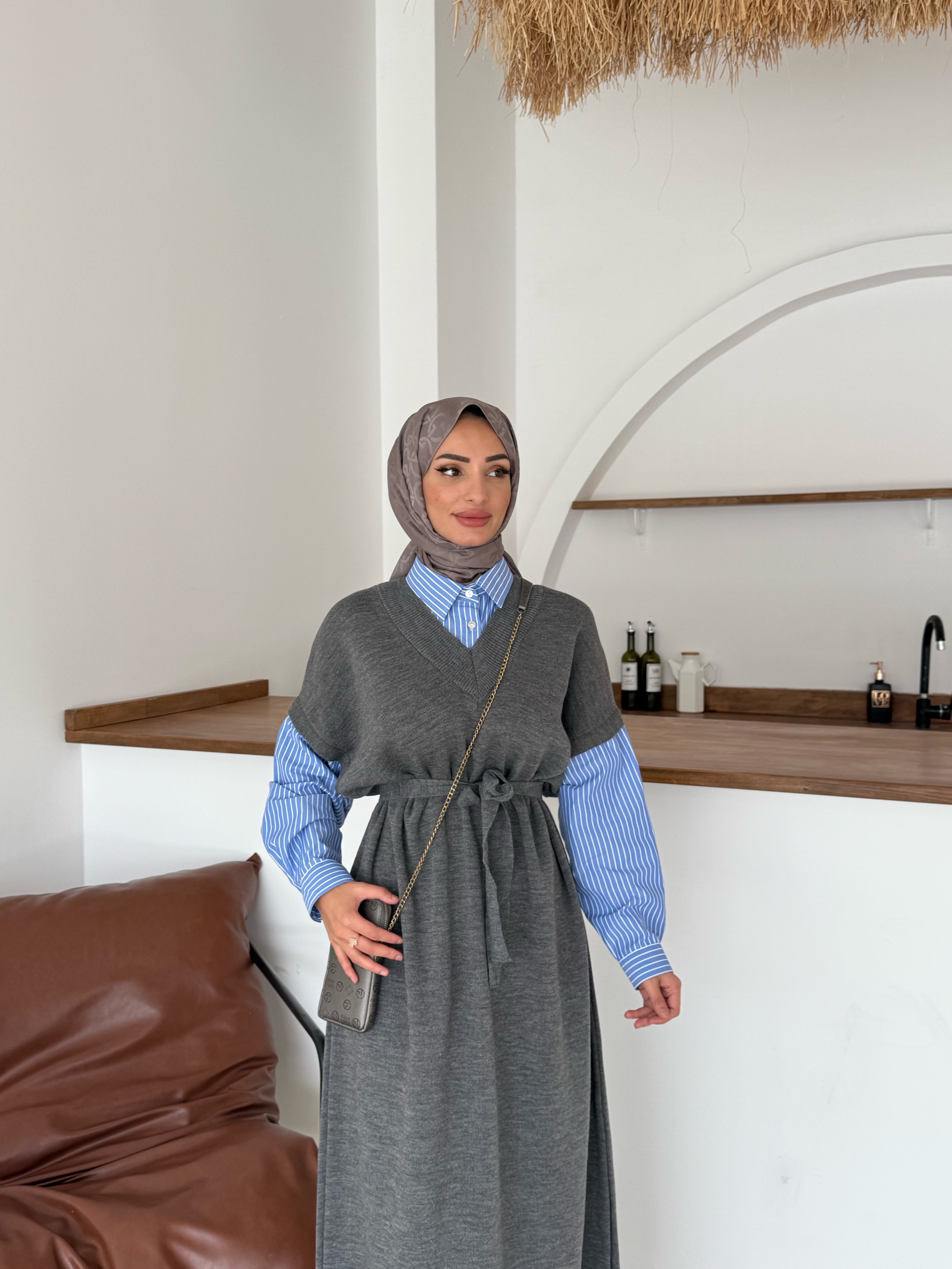 Sara Triko Elbise | Gri