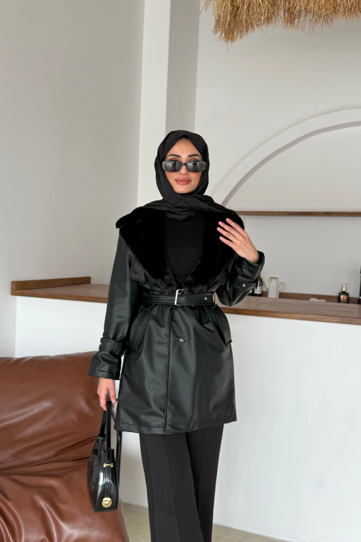 İmer Kürklü Deri Trenç 