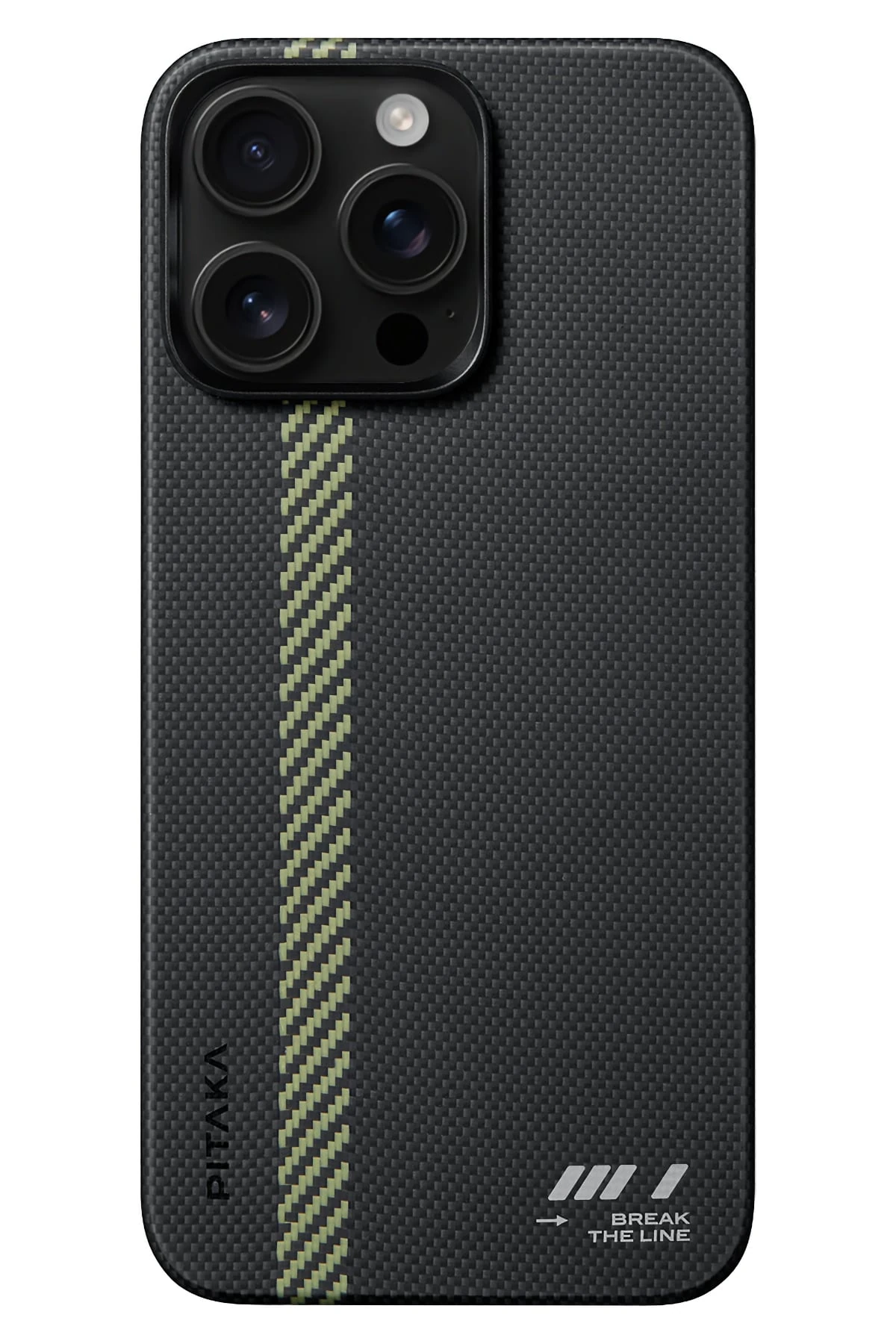 Pitaka Tactile Woven iPhone 15 Pro MagSafe Uyumlu 600D Aramid Fiber Kılıf Brake The Line