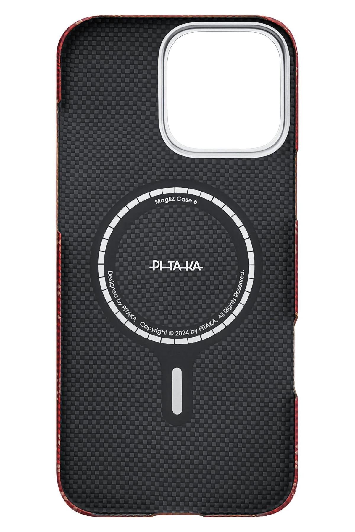 Pitaka Monogram iPhone 16 Pro Max MagSafe Uyumlu Aramid Fiber Kılıf Kırmızı
