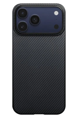 Pitaka Tactile Woven iPhone 17 Pro MagSafe Uyumlu 1500D Aramid Fiber Kılıf Black-Gray Twill