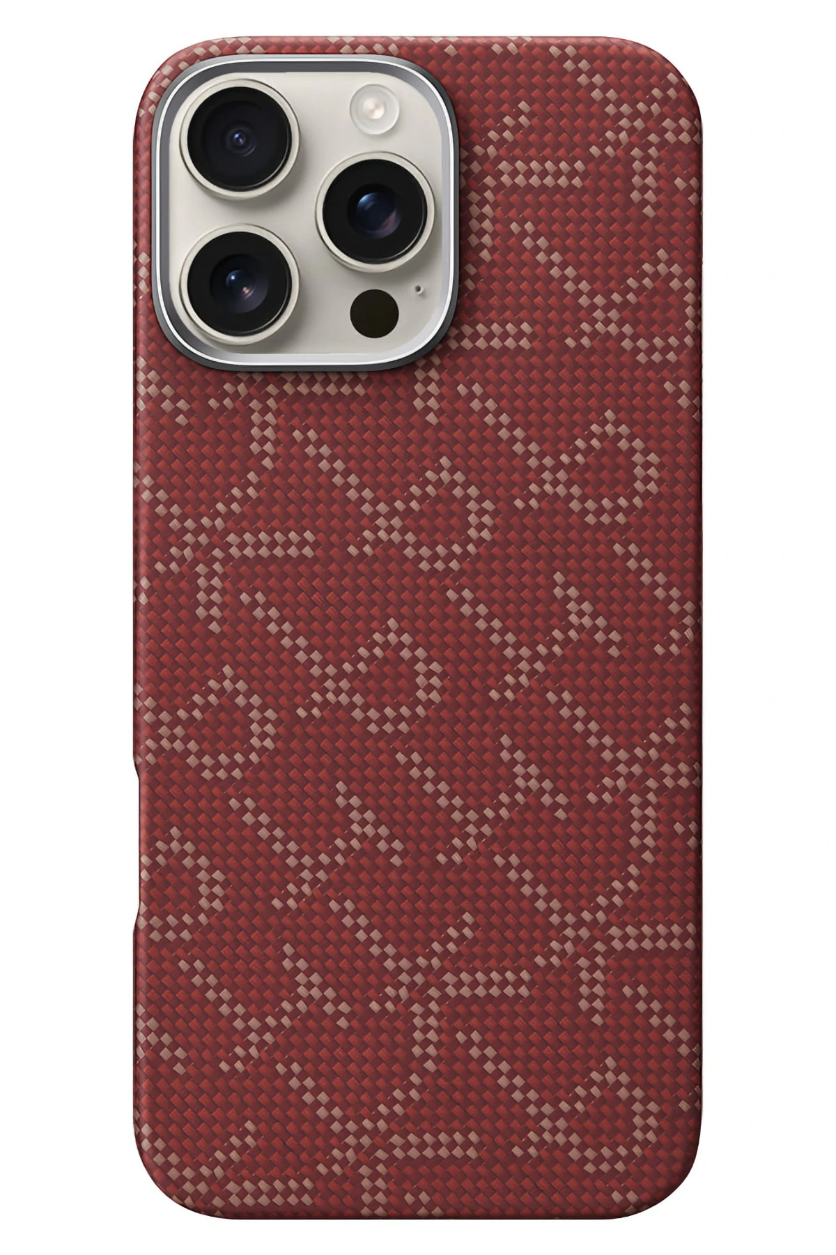 Pitaka Monogram iPhone 16 Pro Max MagSafe Uyumlu Aramid Fiber Kılıf Kırmızı