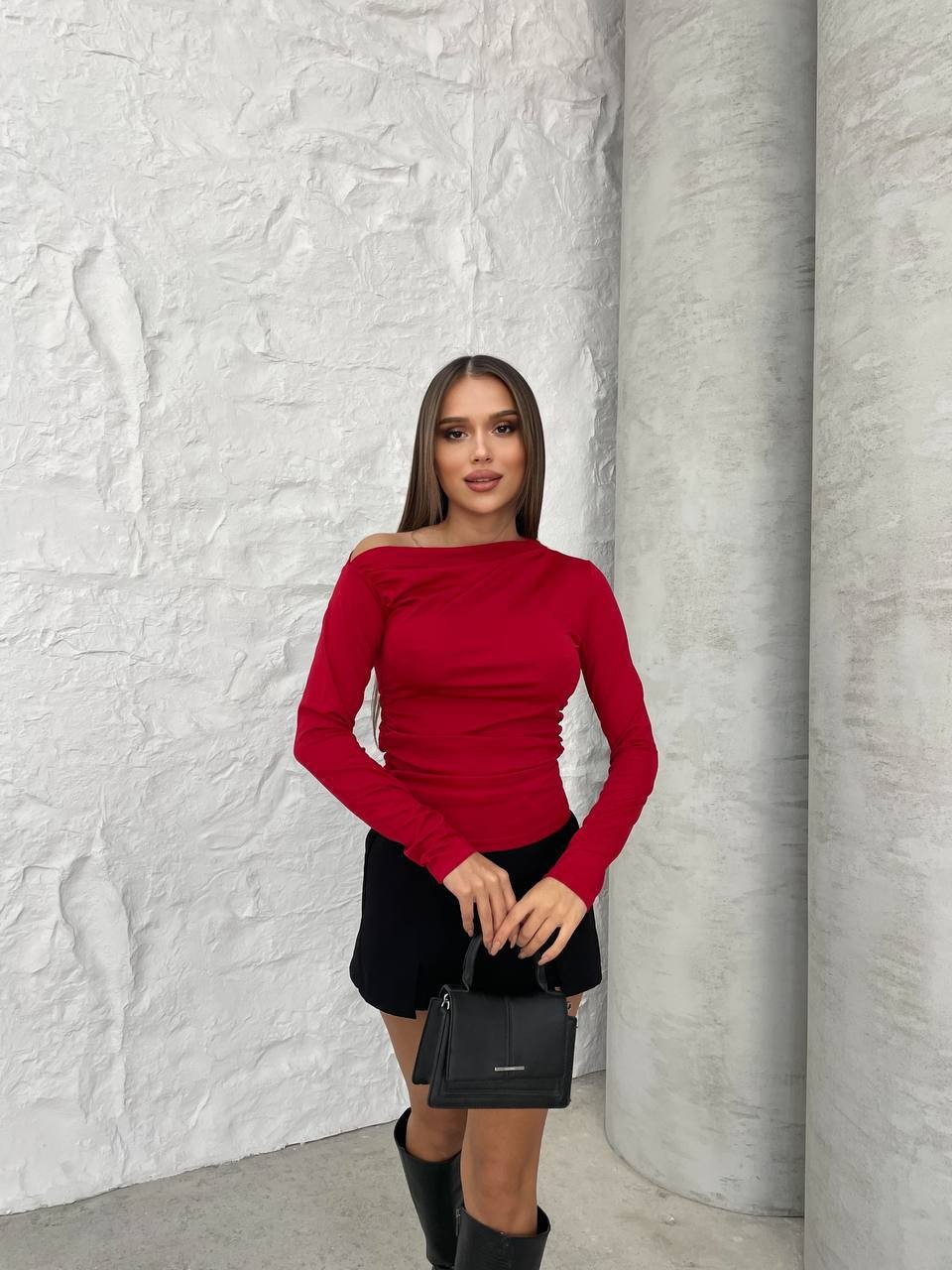 Düşük Omuz Moda Crop