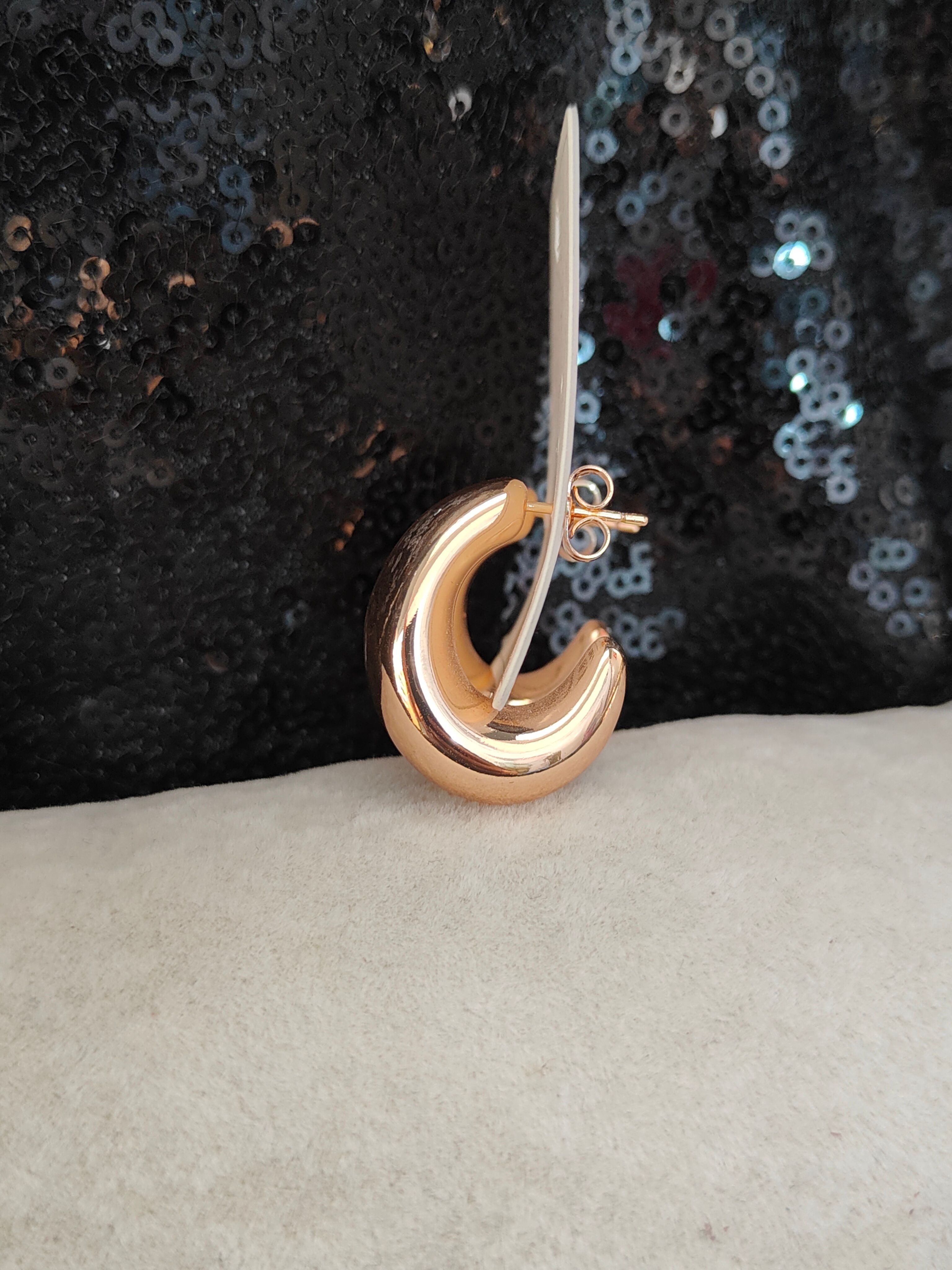 Vip Seri Xuping Halka Küpe - Rose Gold - 8