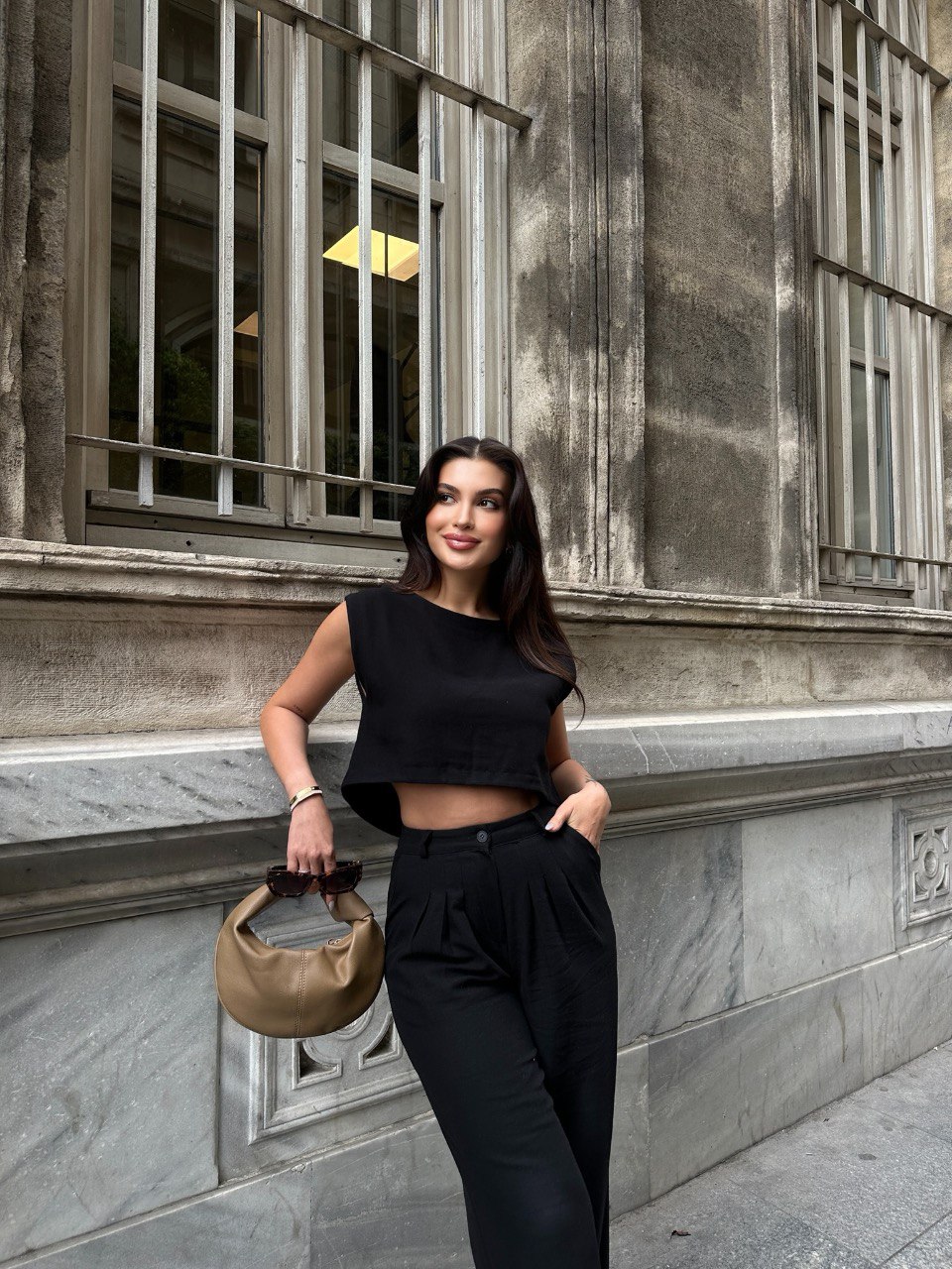 Keten Palazzo Pantolonlu İkili Takım