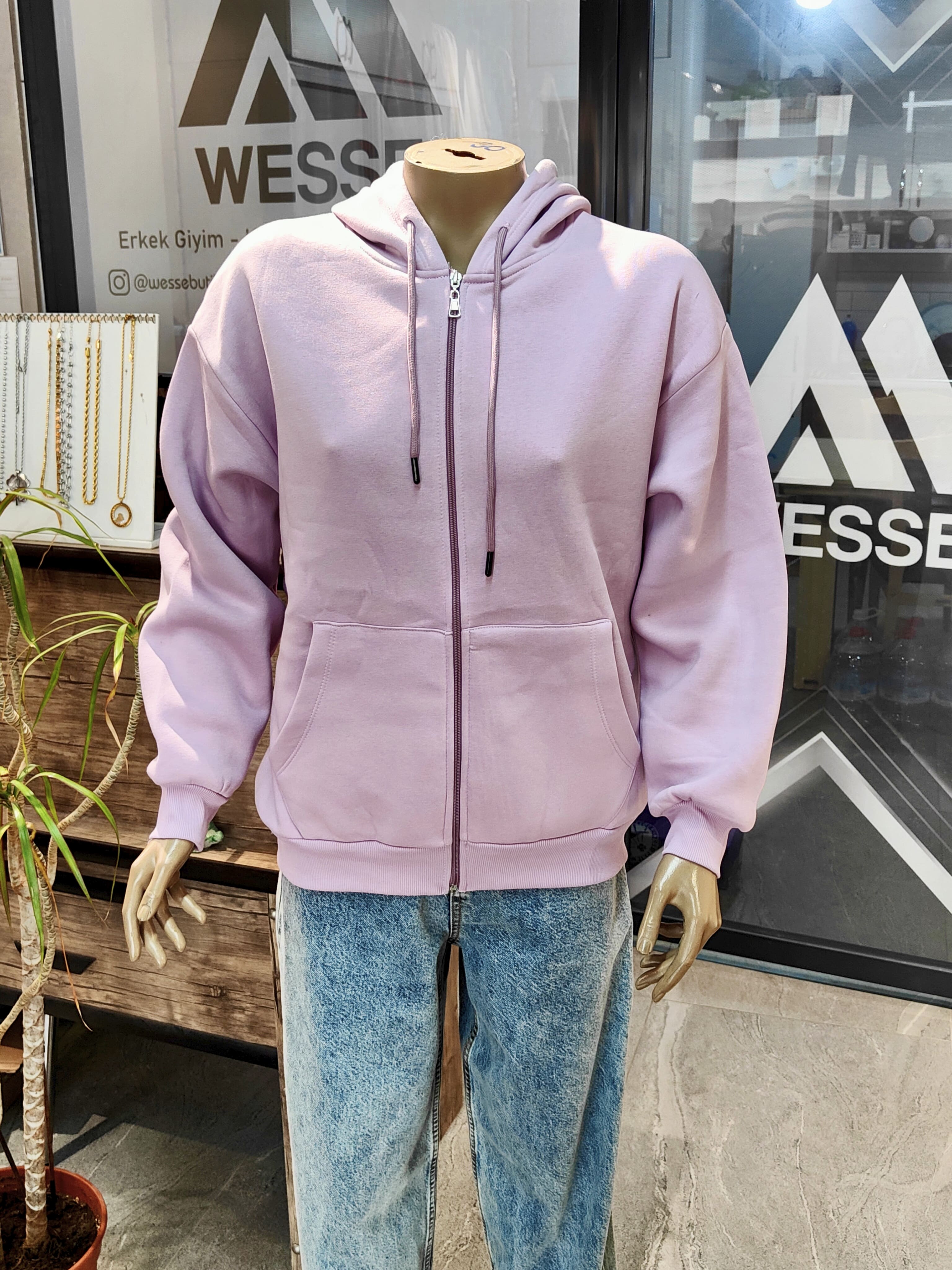 3 İplik Şardonlu Fermuarlı Zip Sweatshirt