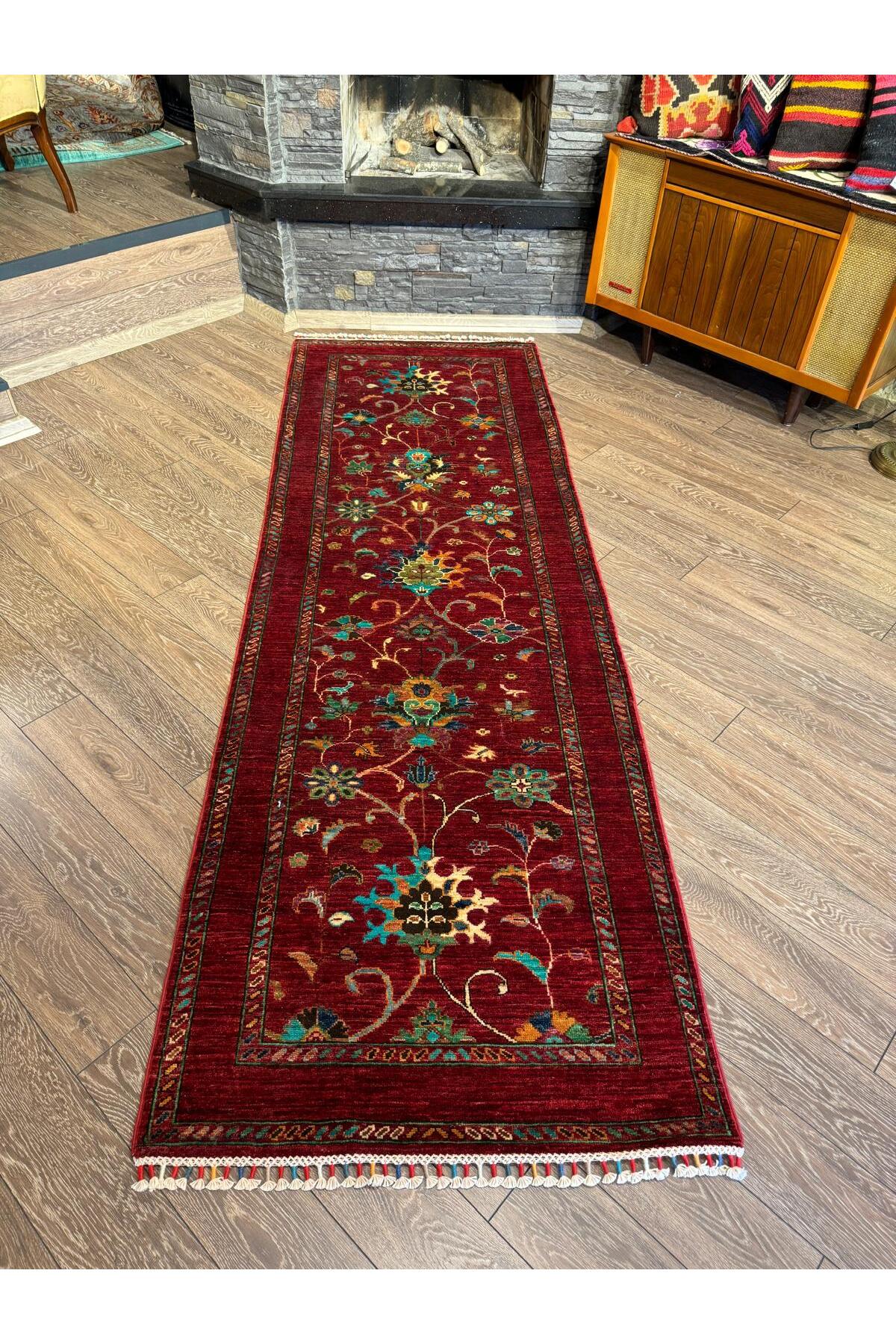 El Dokuma Afgan Sultani Yün Yolluk 83x258