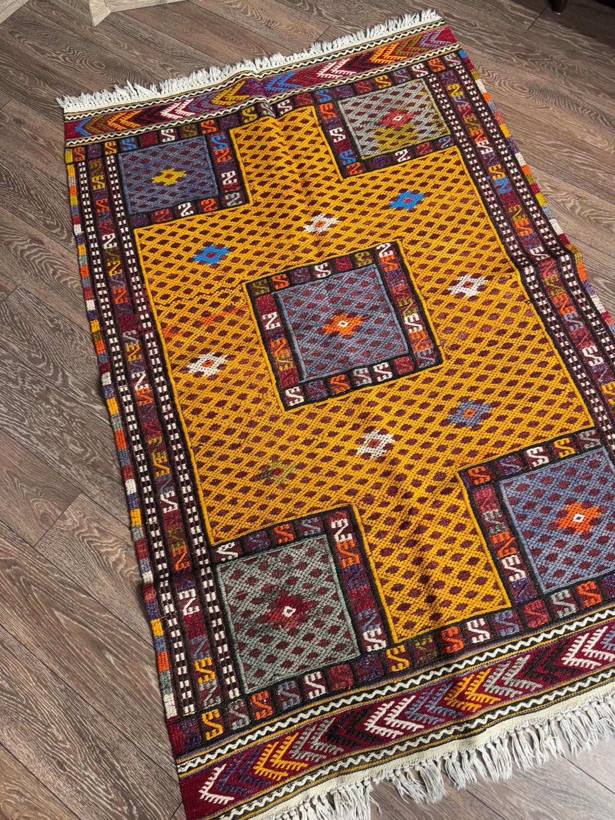 Fethiye El Dokuma Cicim Kilim – Kirman Yün, Kök Boyalı