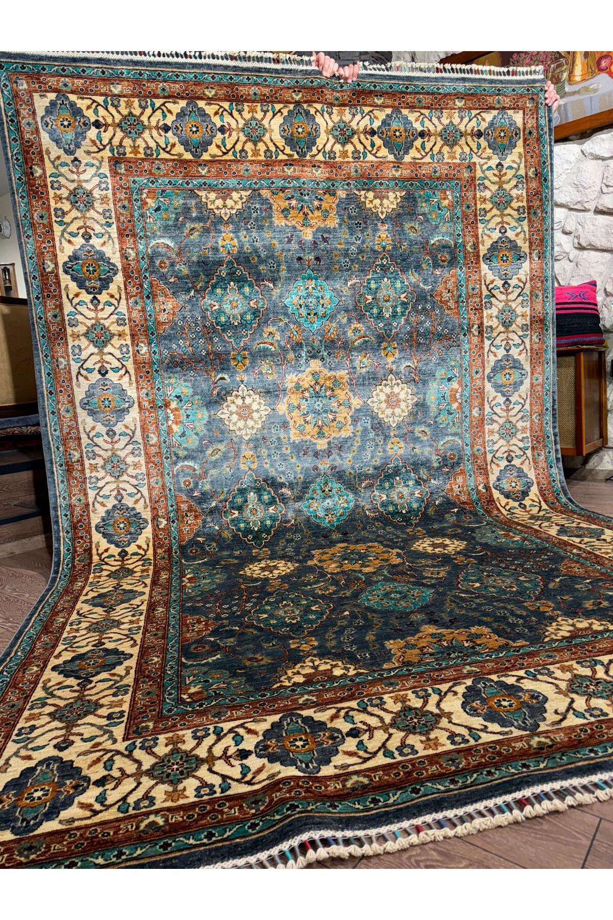 El Dokuma Afgan Şehrazat Halısı 211x313