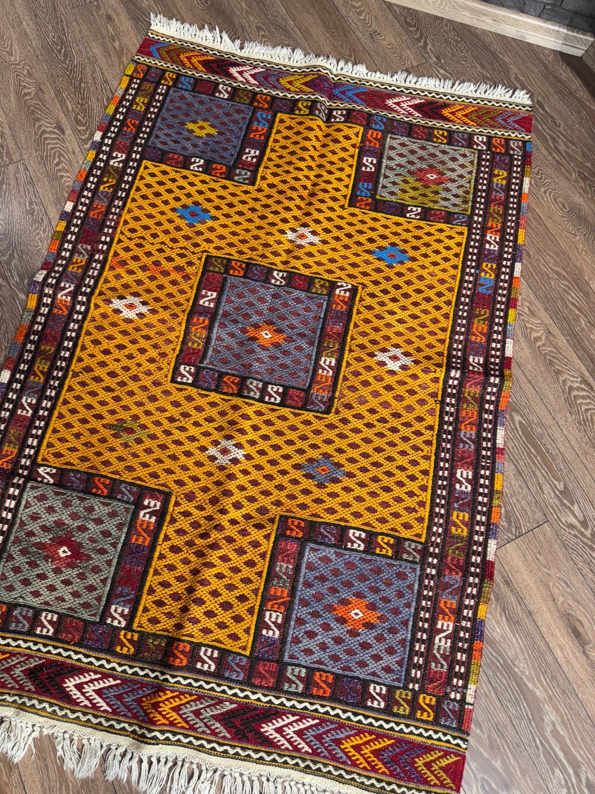 Fethiye El Dokuma Cicim Kilim – Kirman Yün, Kök Boyalı