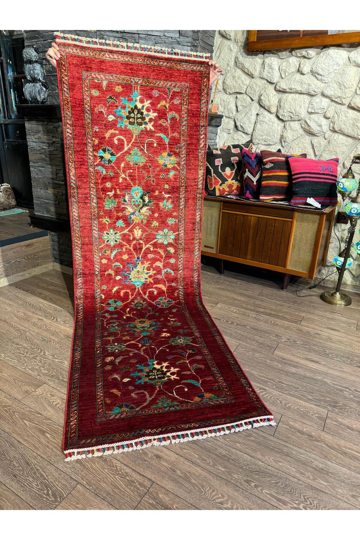 El Dokuma Afgan Sultani Yün Yolluk 83x258