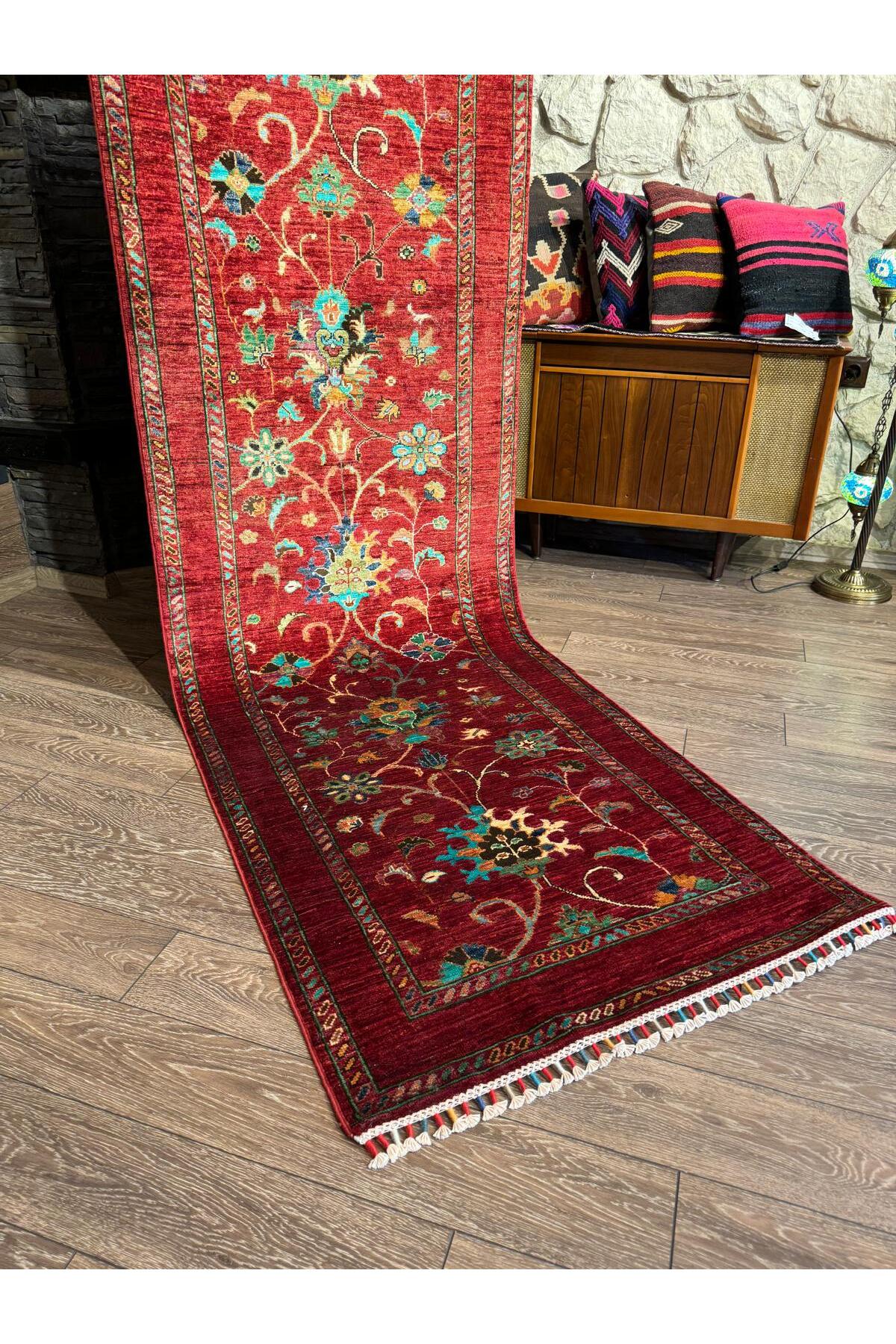 El Dokuma Afgan Sultani Yün Yolluk 83x258