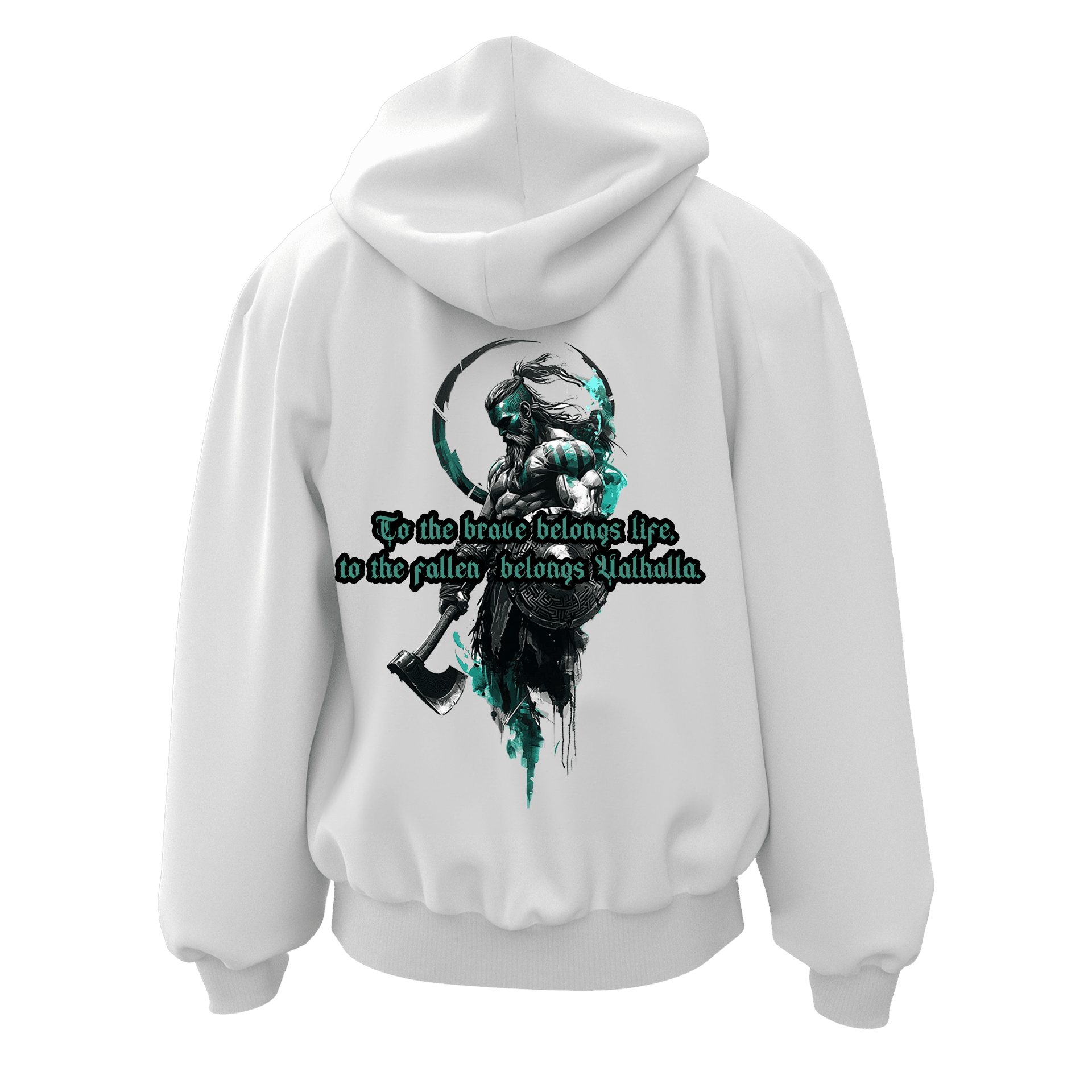 To the brave belongs life,  to the fallen  belongs Valhalla Ön Ve Arka  Baskılı  Nordic Series (Unisex Fermuarlı Hoodie )